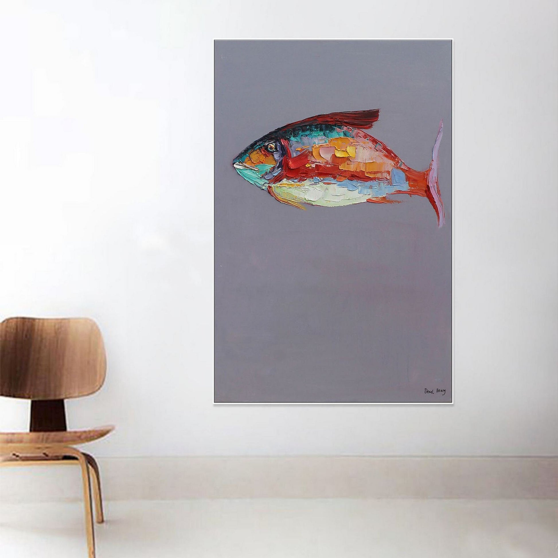 Contemporary Art Fish Wall Art, Large Wall Art Canvas, Oil Painting Abstract, Abstract Canvas Painting, Original Artwork, Large Canvas Art