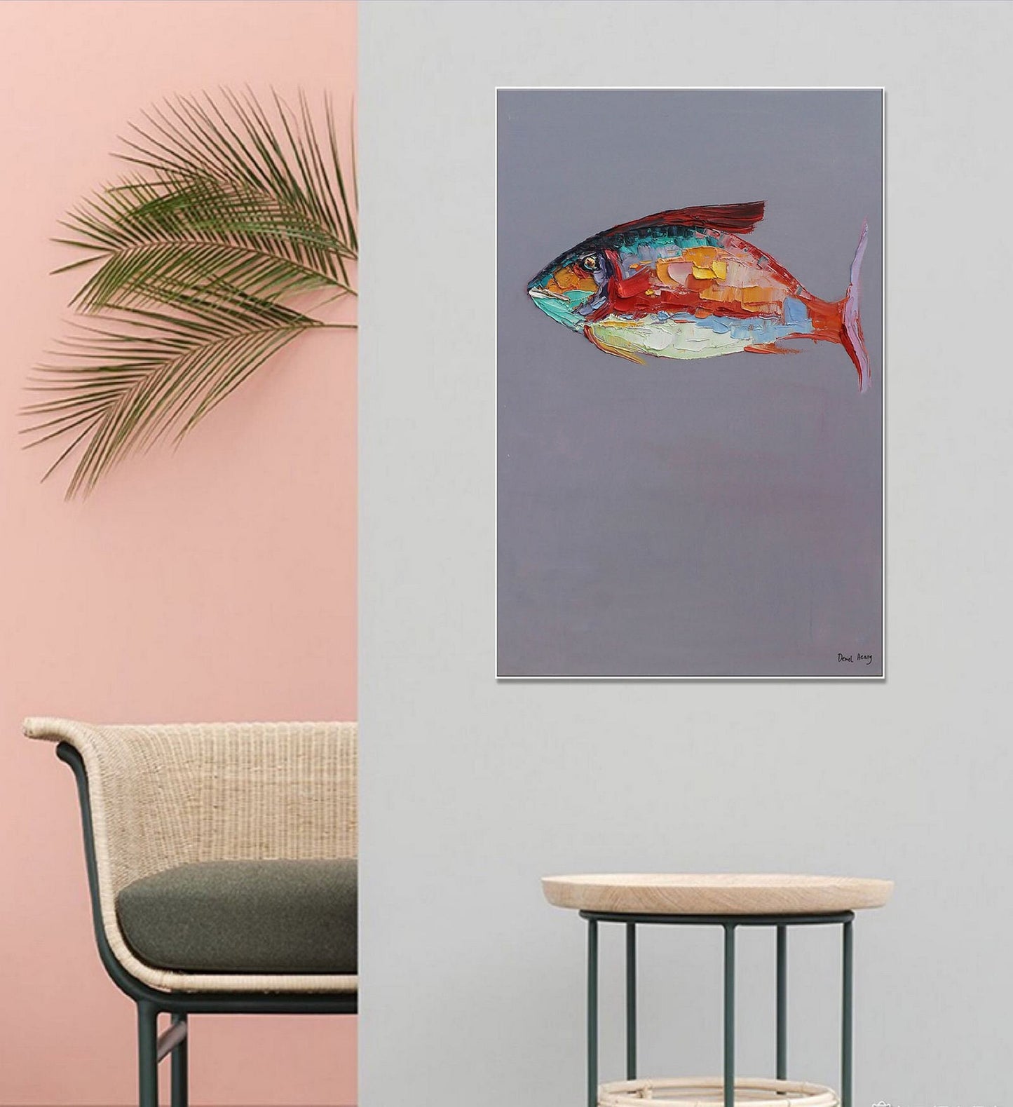 Contemporary Art Fish Wall Art, Large Wall Art Canvas, Oil Painting Abstract, Abstract Canvas Painting, Original Artwork, Large Canvas Art