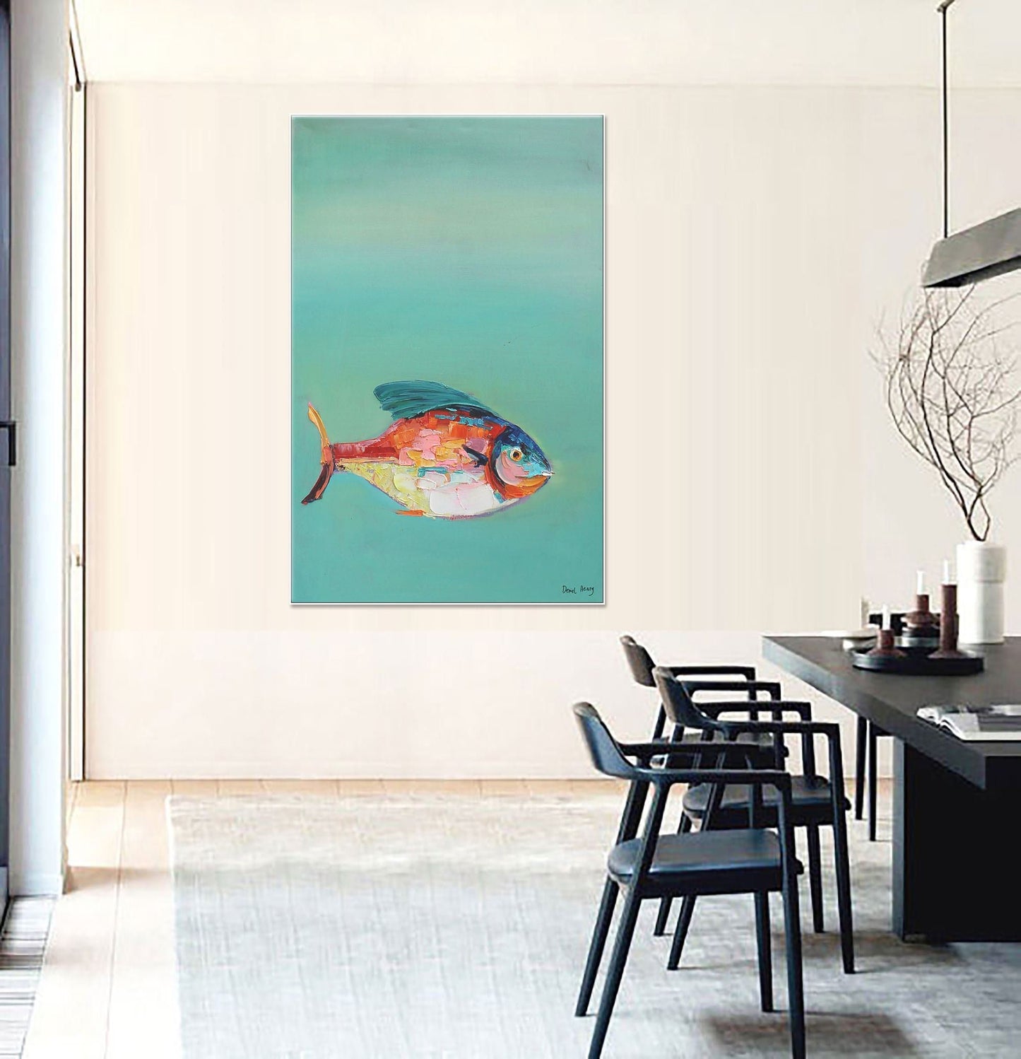 Contemporary Art Fish, Large Wall Art, Abstract Canvas Painting, Abstract Art, Bedroom Wall Decor, Large Painting, Oil Painting Original