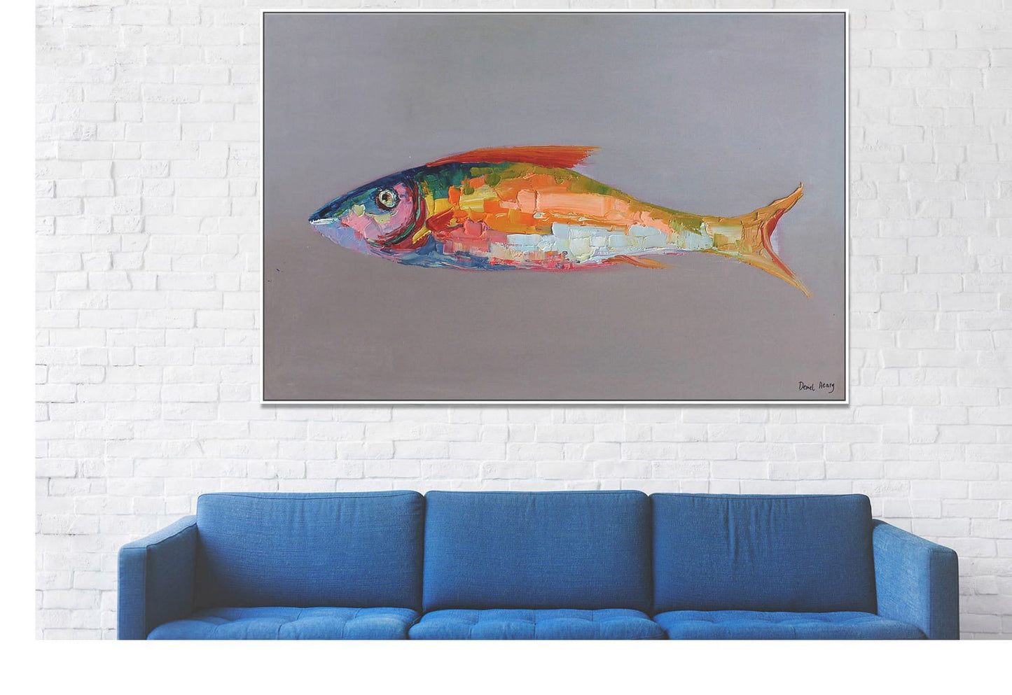 Family Wall Decor, Contemporary Painting, Abstract Oil Painting, Large Canvas Art, Fish Wall Art Abstract Canvas Painting, Original Painting