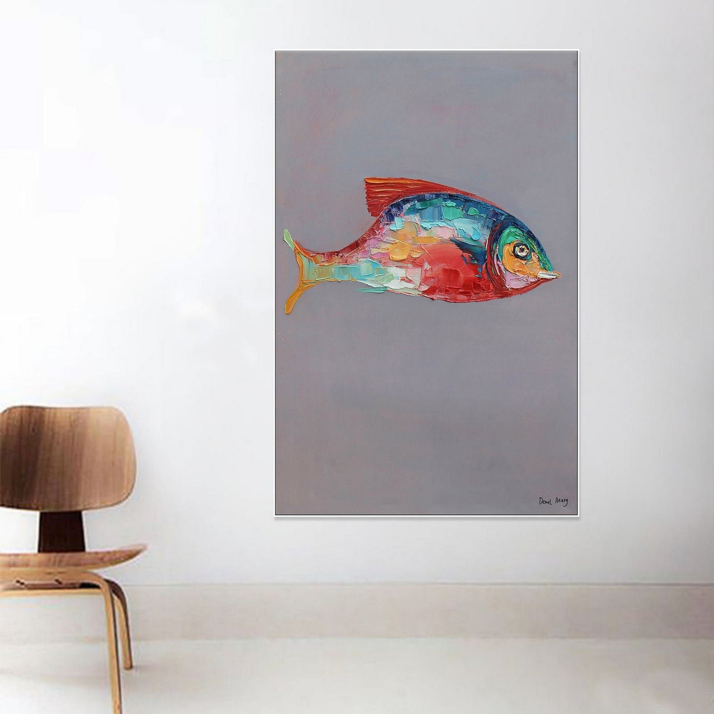 Large Wall Art Painting Fish Painting, Abstract Canvas Art, Abstract Painting, Original Abstract Painting, Kitchen Decor, Large Art