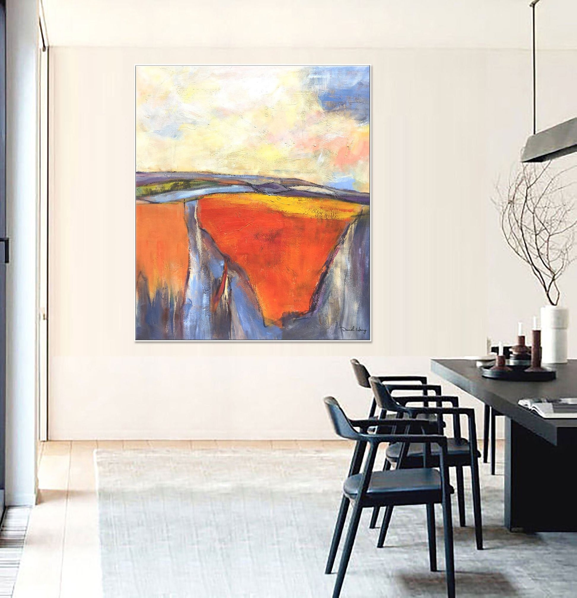 Abstract Landscape Oil Painting, Large Art, Original Art, Abstract Canvas Art, Bedroom Wall Decor, Contemporary Wall Art, Modern Art