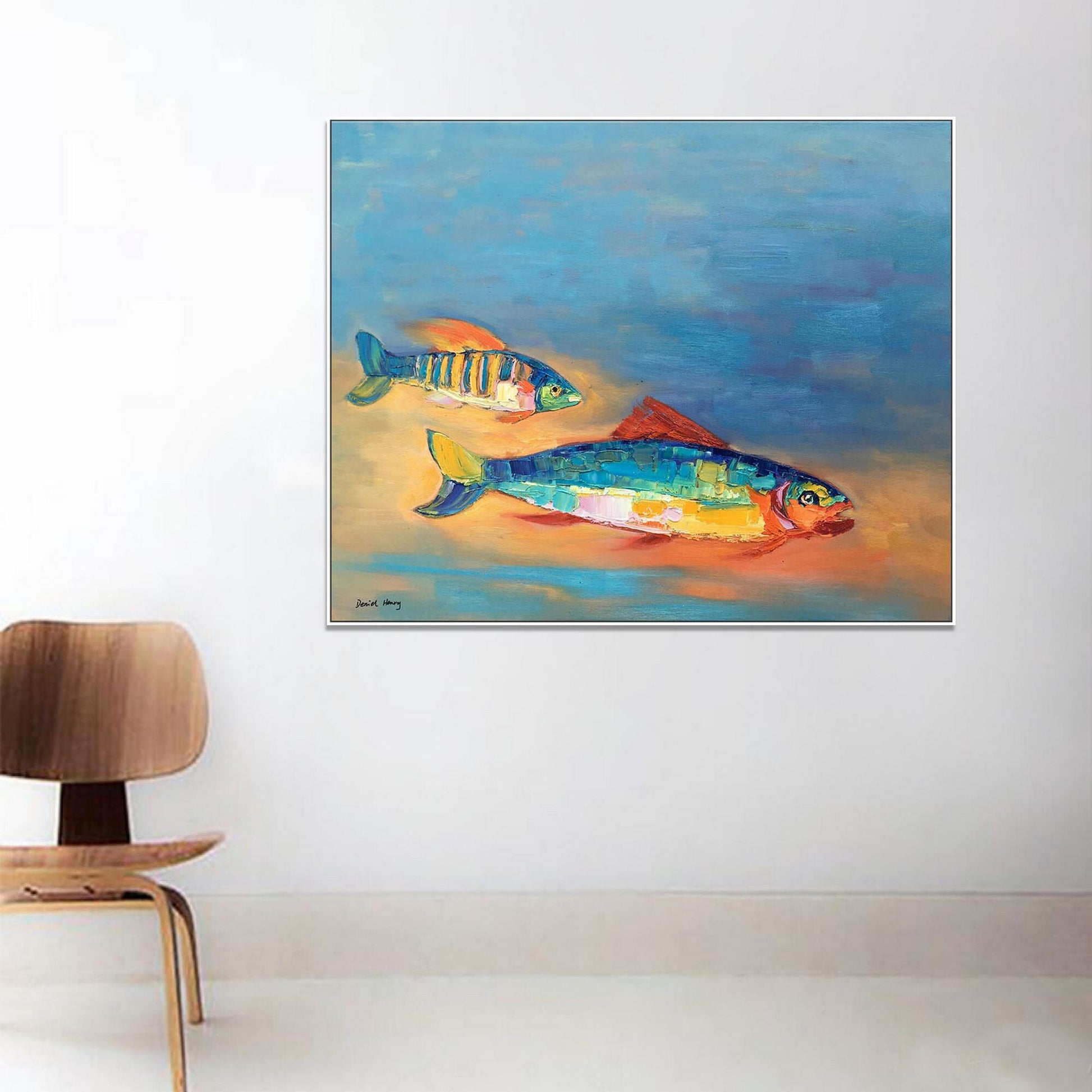 Abstract Oil Painting Fishes, Original Artwork, Contemporary Art, Bedroom Art, Large Painting, Abstract Canvas Painting, Abstract Art