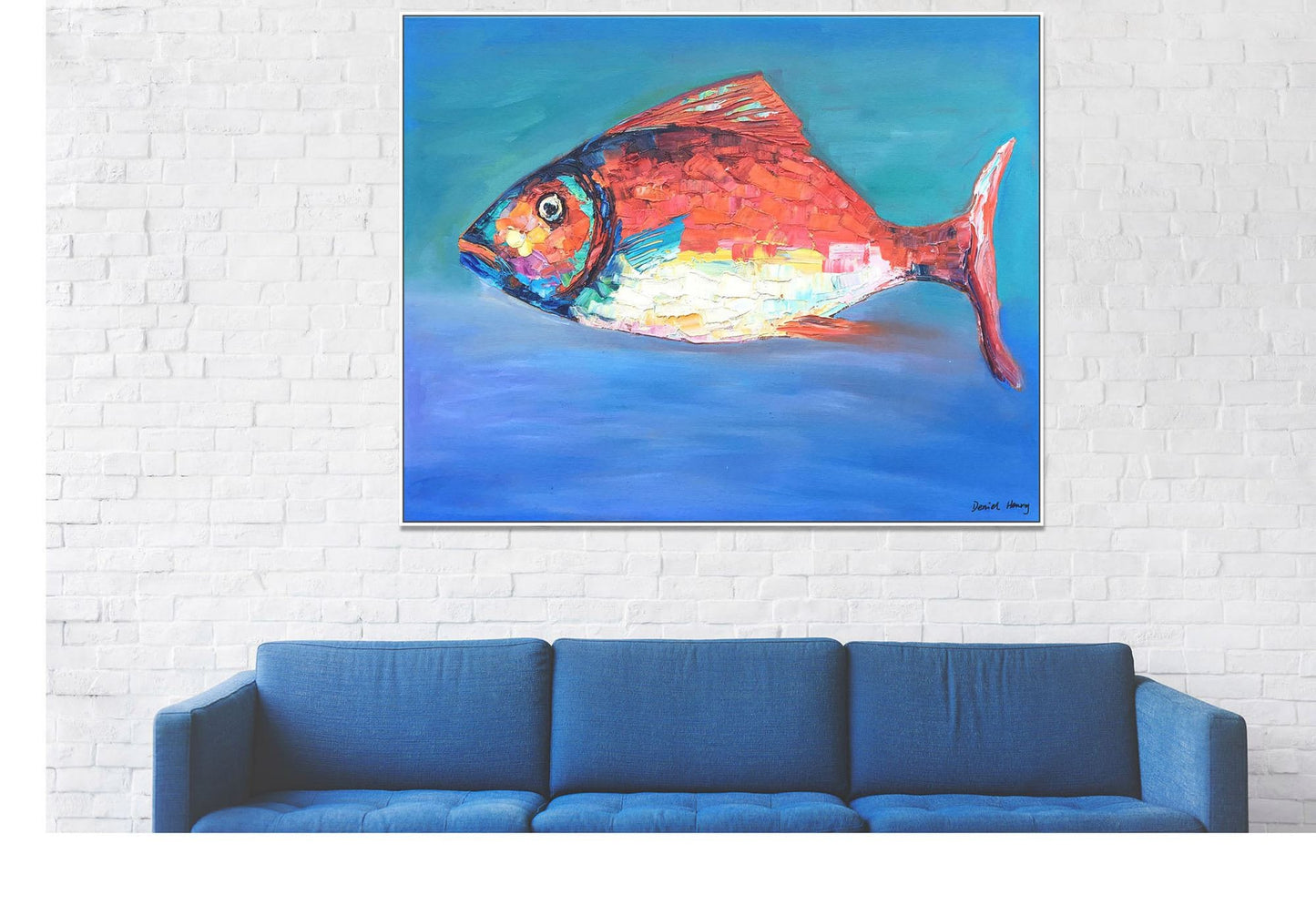 Abstract Oil Painting, Modern Painting Fish, Canvas Art, Large Wall Art, Large Art, Art, Original Abstract Painting, Abstract Oil Painting