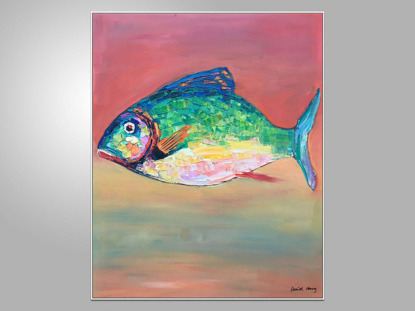 Oil Painting Abstract Fish, Large Canvas Wall Art, Contemporary Art, Original Abstract Painting, Large Abstract Painting, Kitchen Art