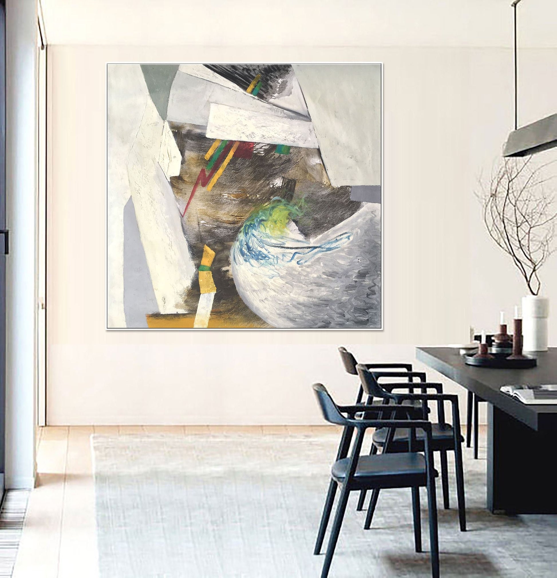 Large Abstract Painting Black and White, Living Room Art, Abstract Canvas Art, Wall Art, Contemporary Art, Oil Painting Abstract Minimalist