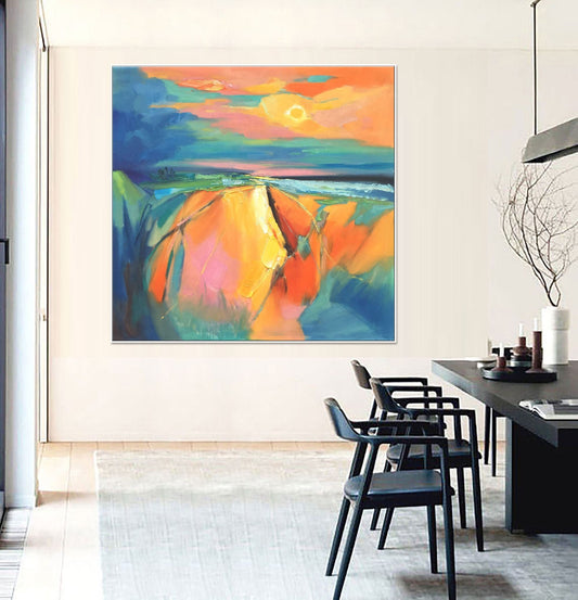 Abstract Landscape Oil Painting, Canvas Art, Large Oil Painting, Original Art, Abstract Art, Art, Contemporary Painting, Coffee Wall Art