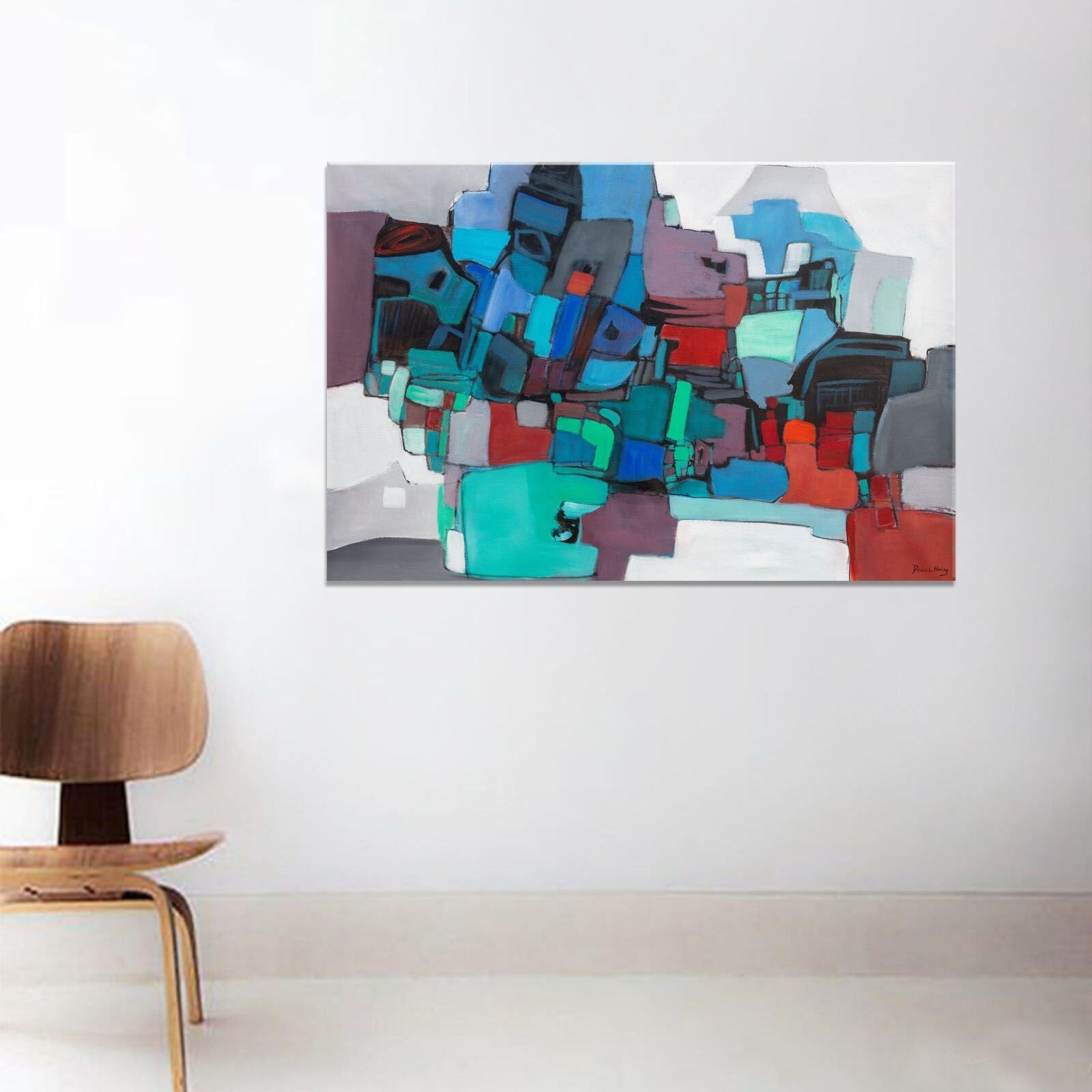 Abstract Painting Ball Blue, Mountain Meadow And Red, Large Art, Oversized Paintings On Canvas, Abstract Painting, Aesthetic Room Decor