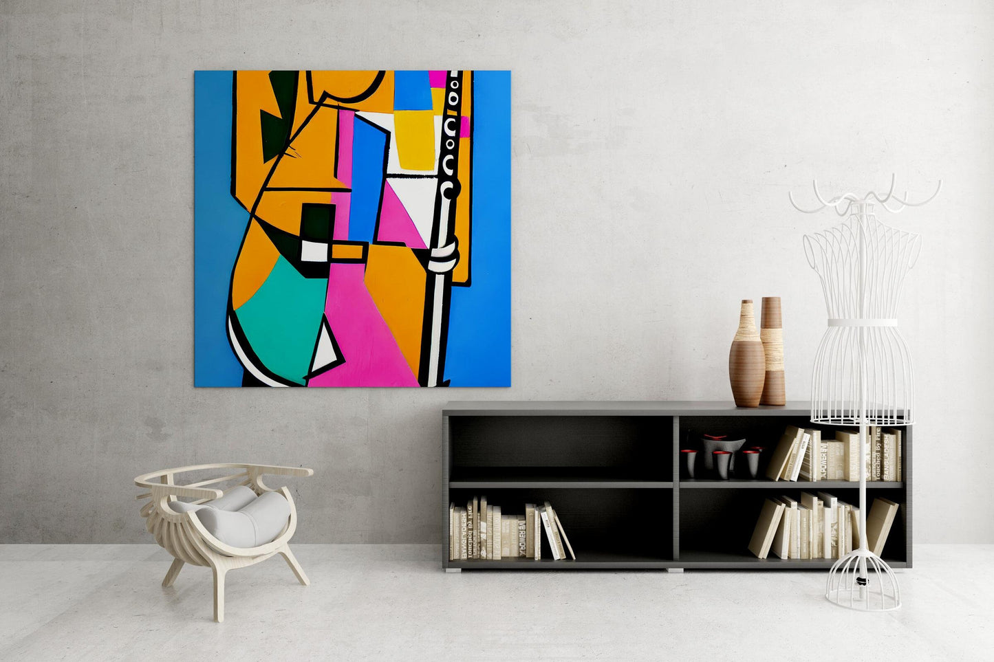 Abstract Oil Painting Saxophone Player, Semi-Abstract Painting, Wall Art Painting, Abstract Painting, Gift For Her, Canvas Painting