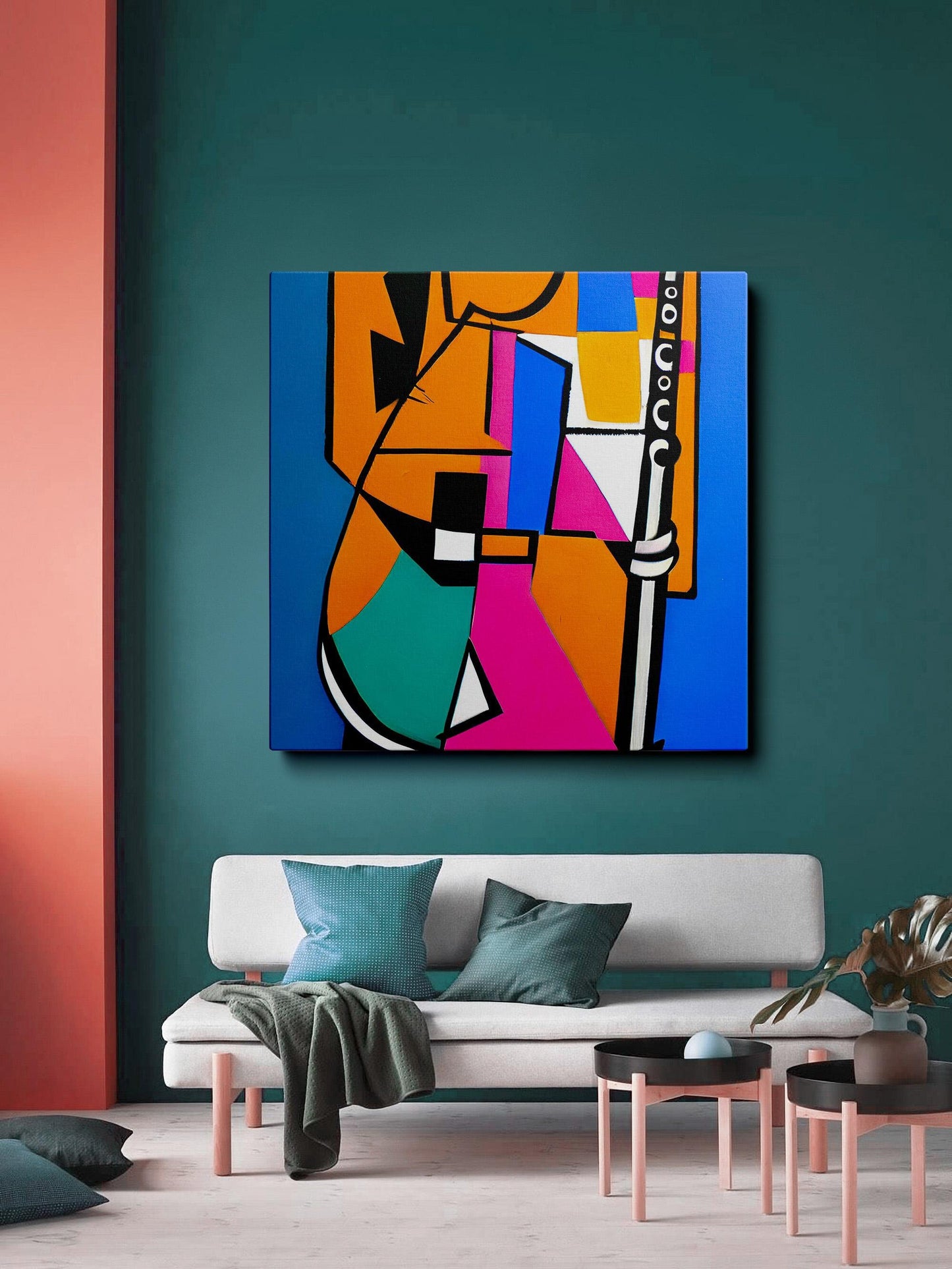 Abstract Oil Painting Saxophone Player, Semi-Abstract Painting, Wall Art Painting, Abstract Painting, Gift For Her, Canvas Painting