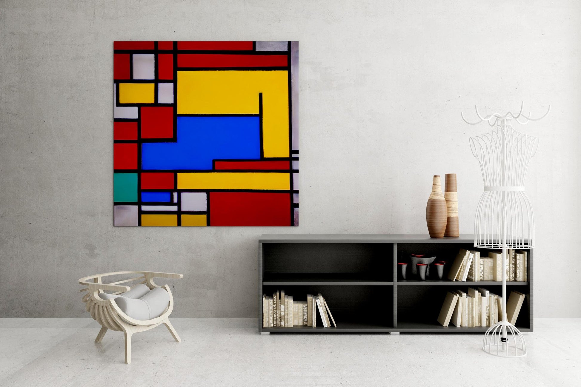 Abstract Oil Painting Mondrian Style, Modern Wall Art, Large Oil Painting Original Canvas, Abstract Painting, Decor Wall Art Original