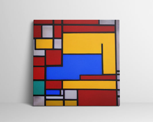 Abstract Oil Painting Mondrian Style, Modern Wall Art, Large Oil Painting Original Canvas, Abstract Painting, Decor Wall Art Original