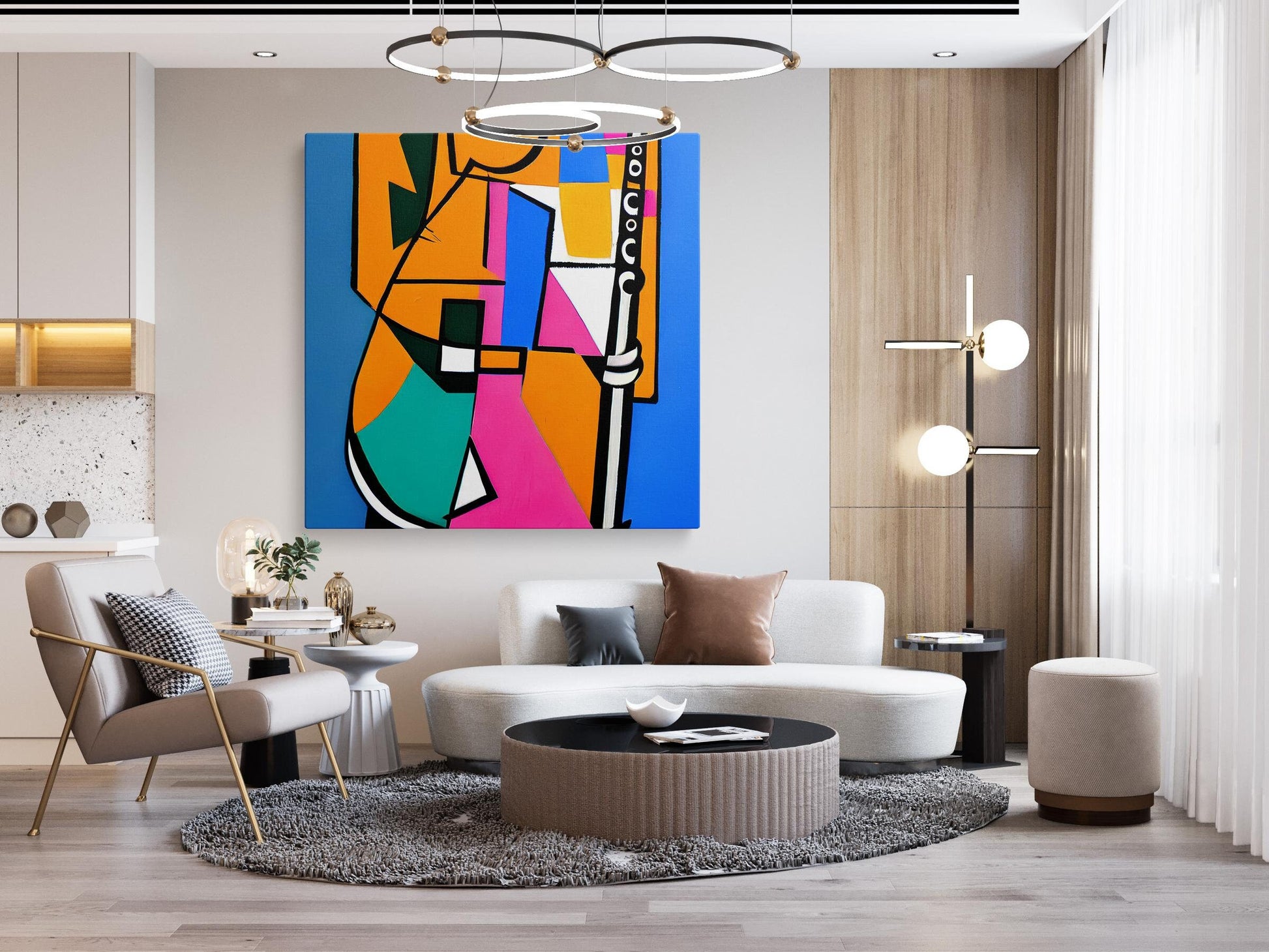 Abstract Oil Painting Saxophone Player, Semi-Abstract Painting, Wall Art Painting, Abstract Painting, Gift For Her, Canvas Painting