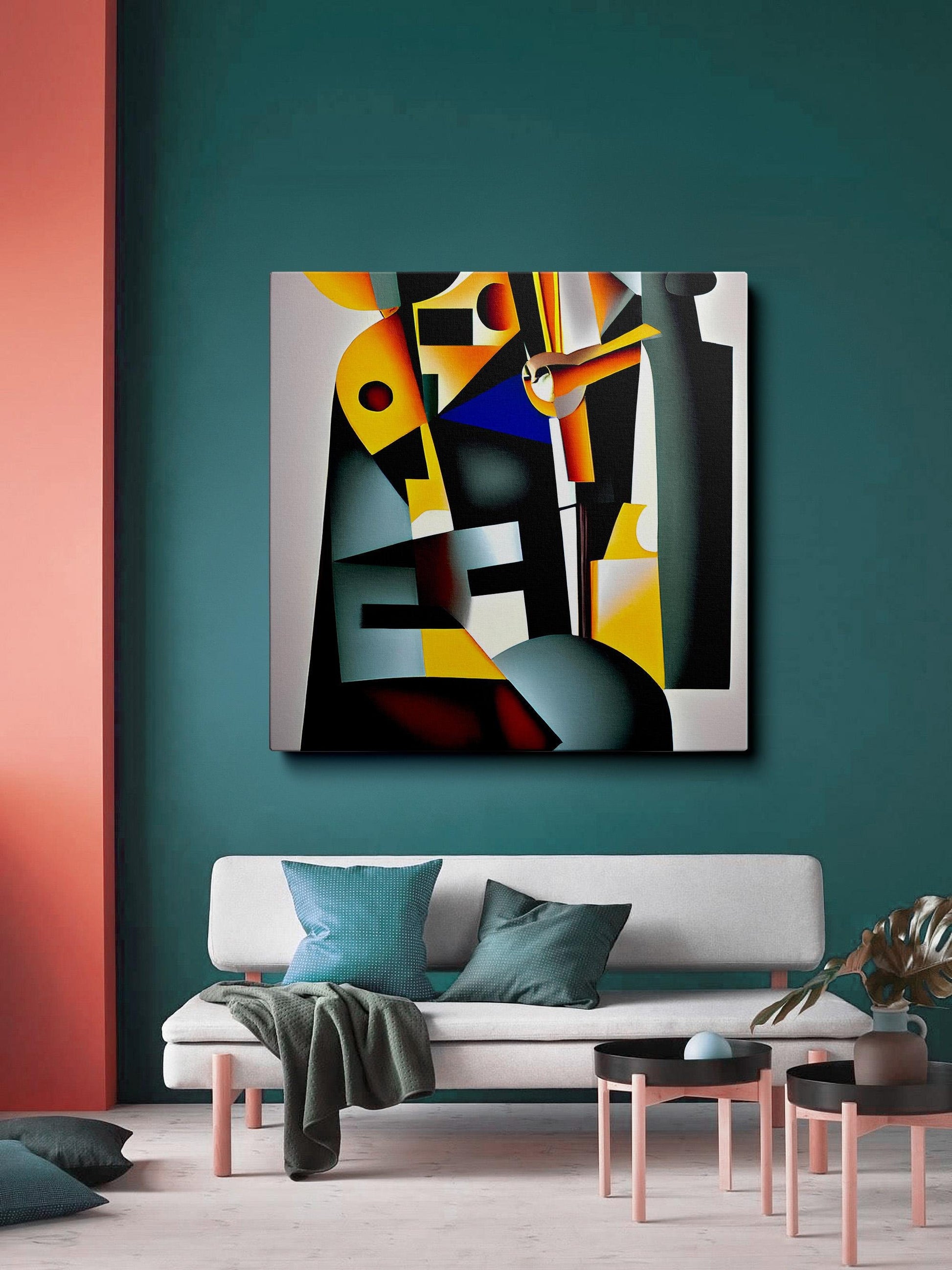 Cubist Oil Painting Saxophone, Modern Abstract, Oil Painting, Large Wall Art, Abstract Painting, Farmhouse Decor, Artwork, Oil Painting