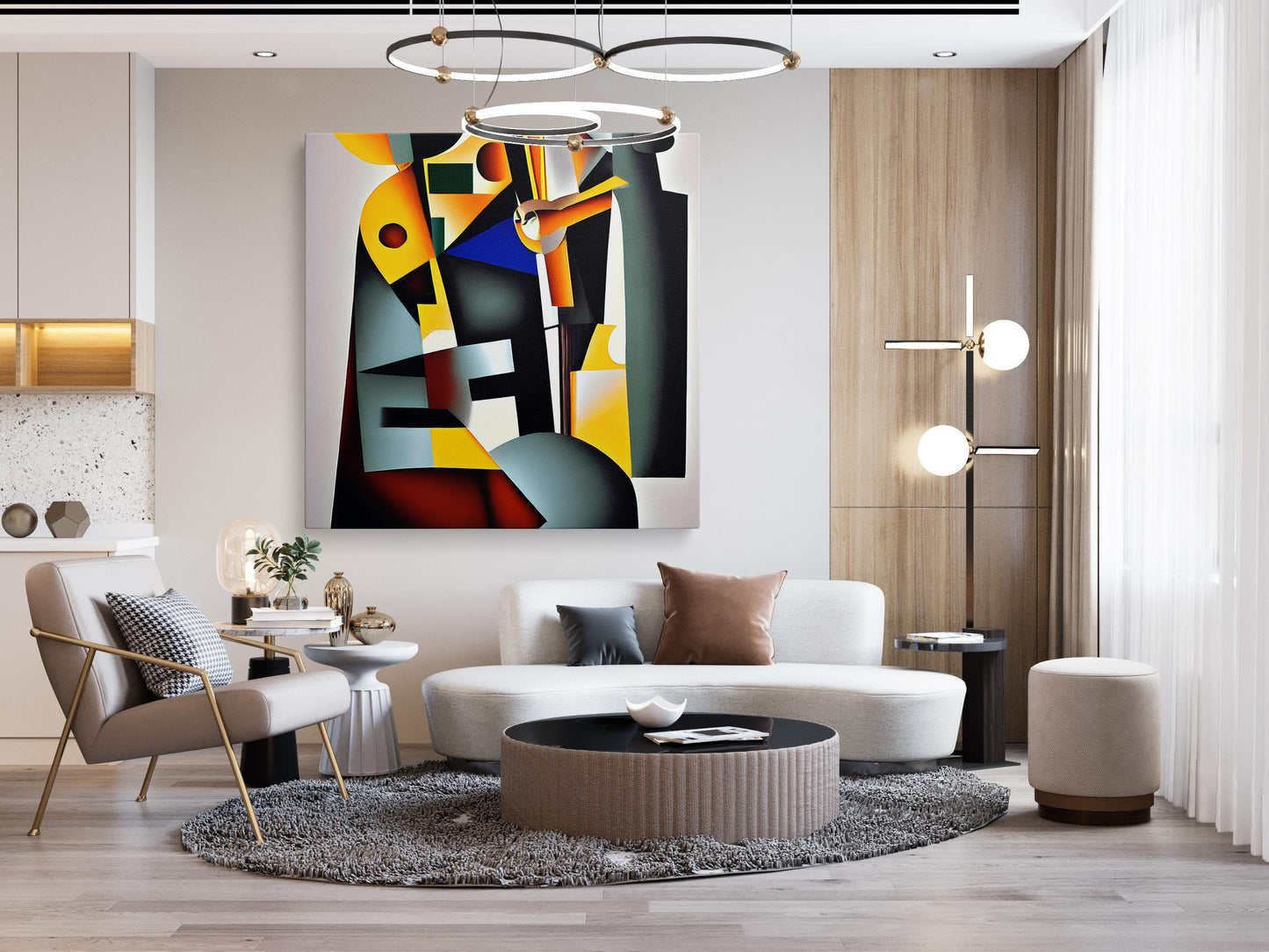 Cubist Oil Painting Saxophone, Modern Abstract, Oil Painting, Large Wall Art, Abstract Painting, Farmhouse Decor, Artwork, Oil Painting