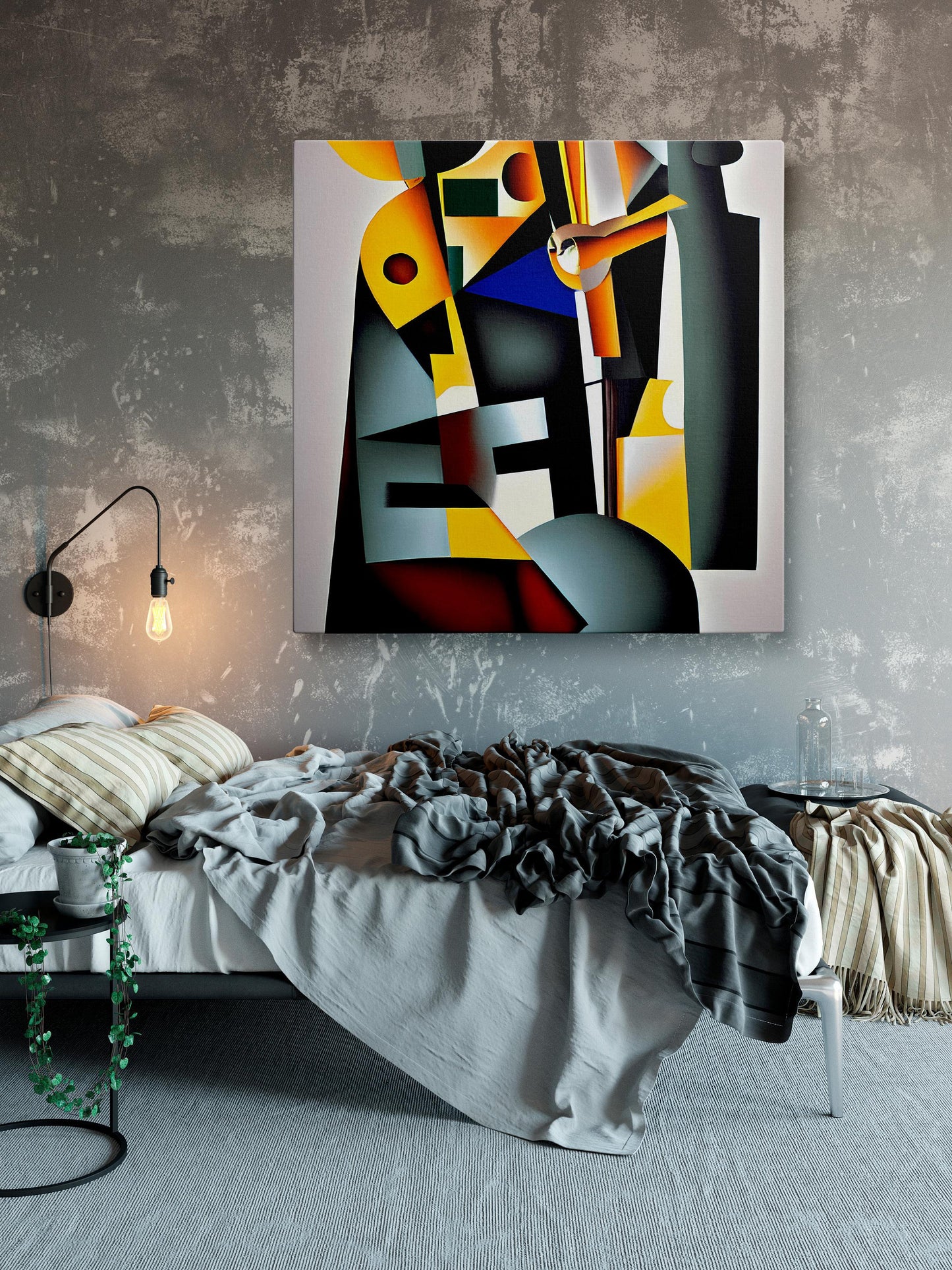 Cubist Oil Painting Saxophone, Modern Abstract, Oil Painting, Large Wall Art, Abstract Painting, Farmhouse Decor, Artwork, Oil Painting