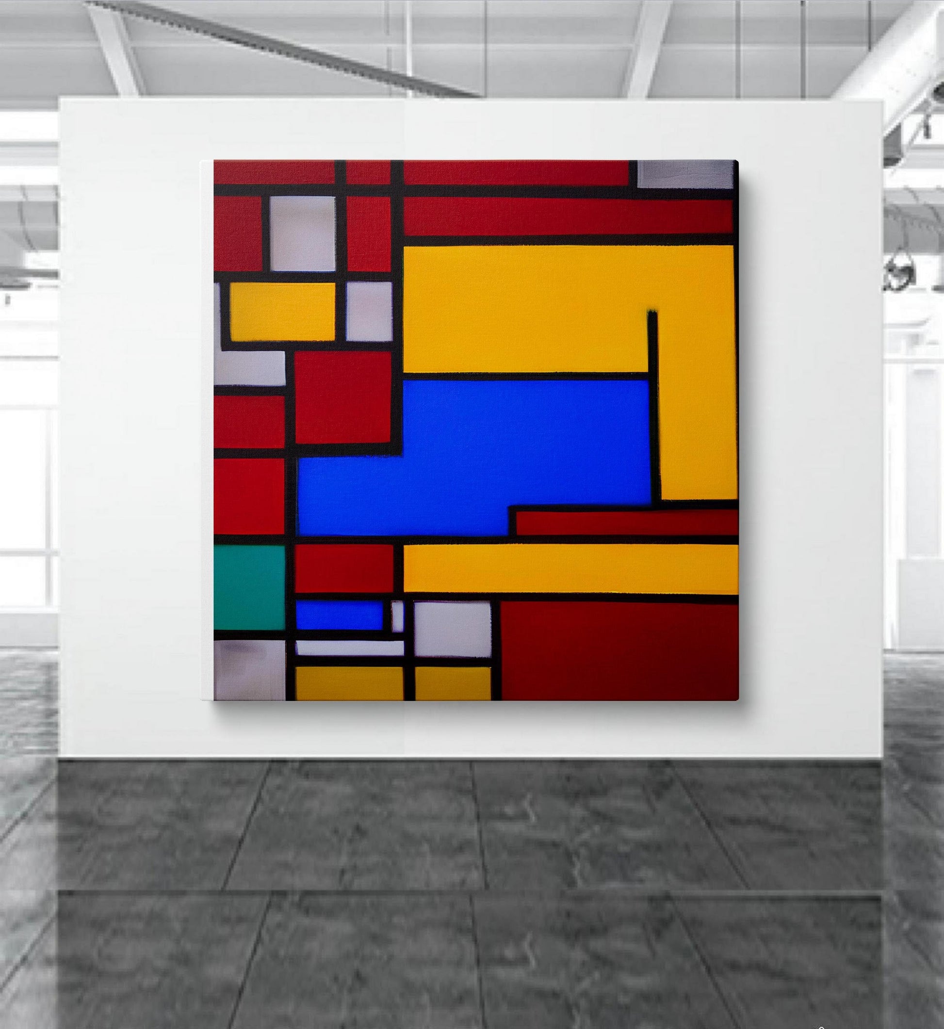 Abstract Oil Painting Mondrian Style, Modern Wall Art, Large Oil Painting Original Canvas, Abstract Painting, Decor Wall Art Original