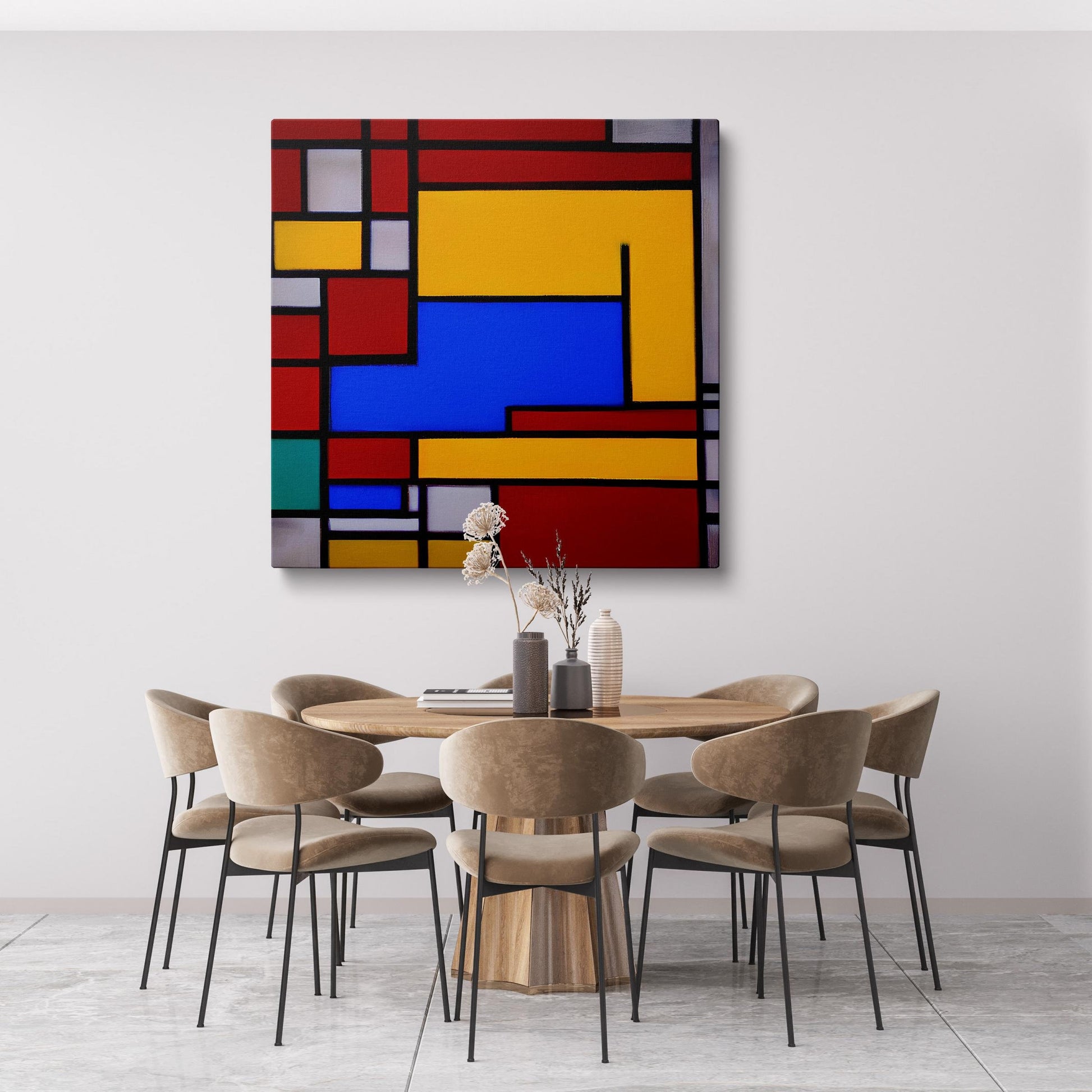 Abstract Oil Painting Mondrian Style, Modern Wall Art, Large Oil Painting Original Canvas, Abstract Painting, Decor Wall Art Original