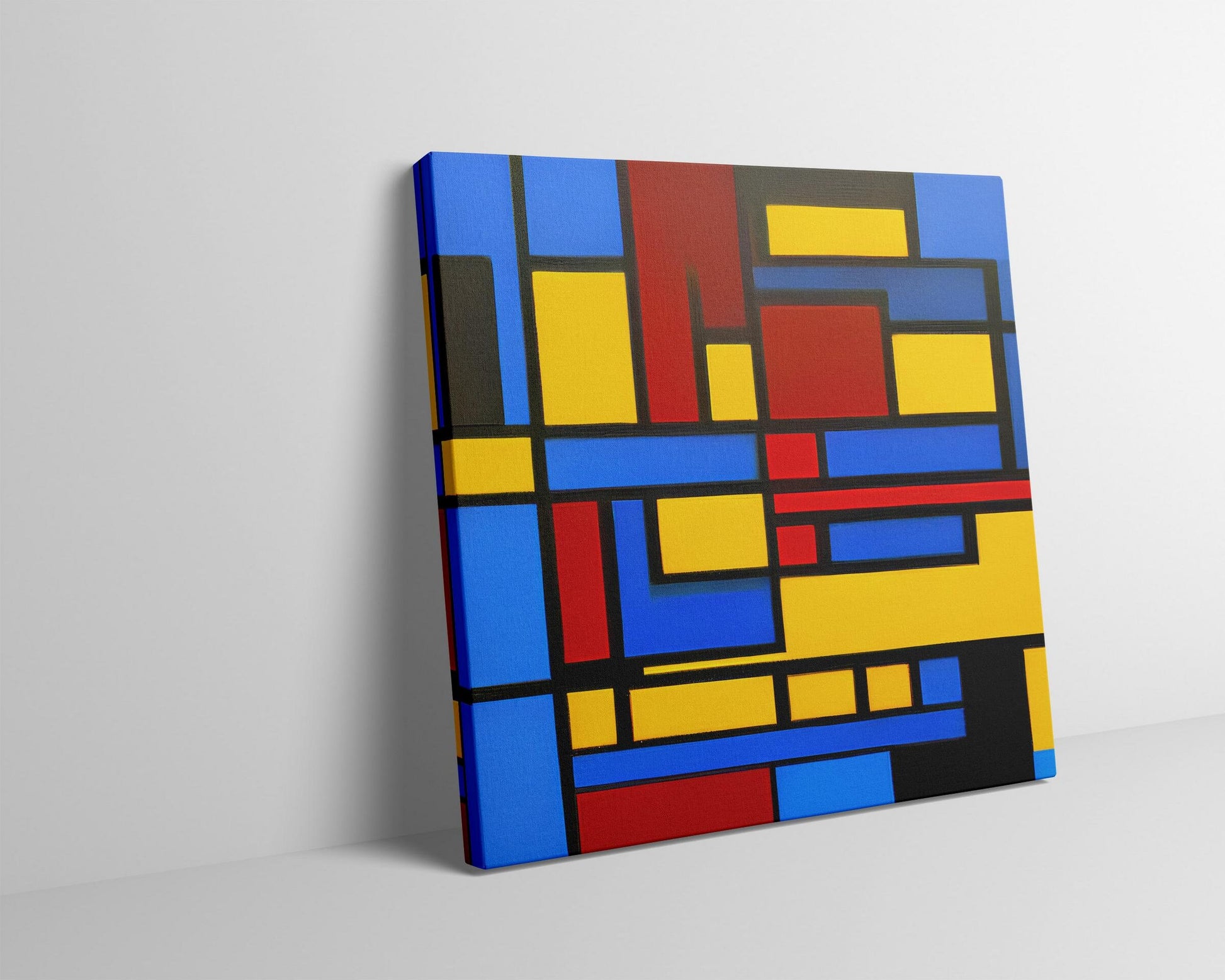 Abstract Oil Painting Mondrian Style, Abstract Painting, Bedroom Wall Art, Canvas Art, Artwork Original Paintings, Handmade Painting