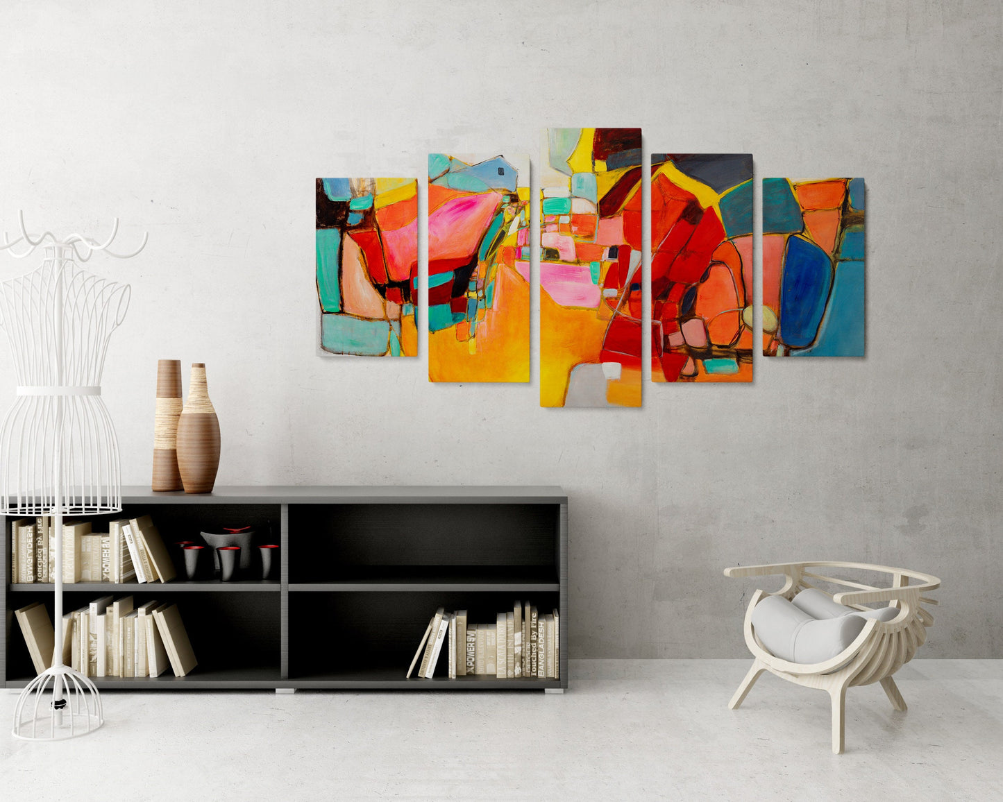 Abstract Wall Art Set, Abstract Artwork, Acrylic Painting, Five Piece Canvas, Canvas Wall Art Abstract, Original Art, Handmade Painting