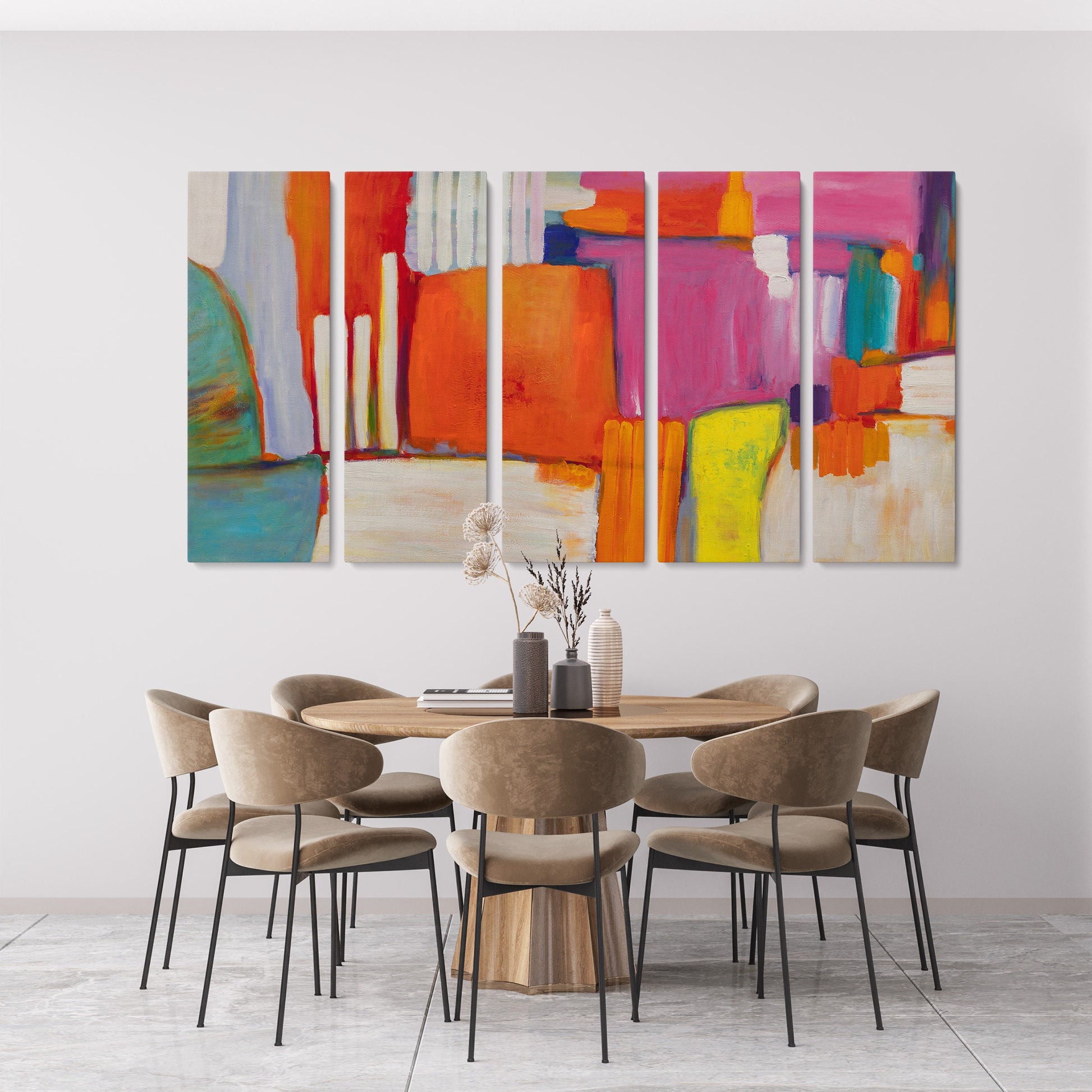 5 Panel Wall Art, Acrylic Painting, Abstract Wall Art, Canvas Wall Art Abstract, Office Wall Decor, Wall Hanging, Artwork Original Paintings