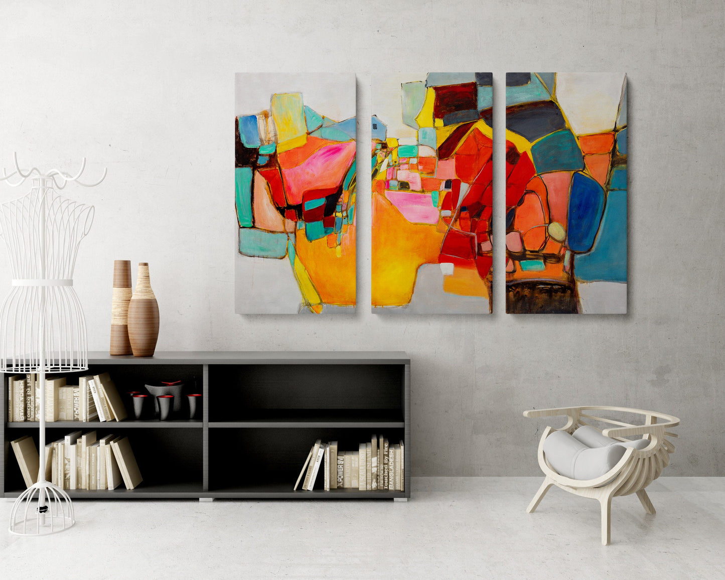 Abstract Painting Triptych, Acrylic On Canvas, Minimalist Painting, Abstract Painting, Housewarming Gift, Canvas Art, Original Paintings