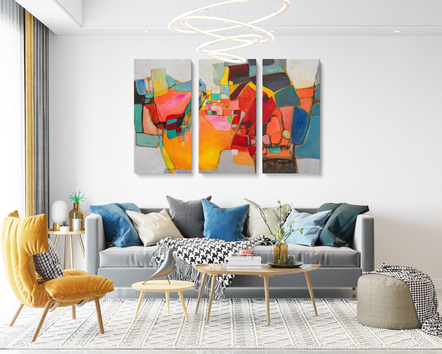 Abstract Painting Triptych, Acrylic On Canvas, Minimalist Painting, Abstract Painting, Housewarming Gift, Canvas Art, Original Paintings