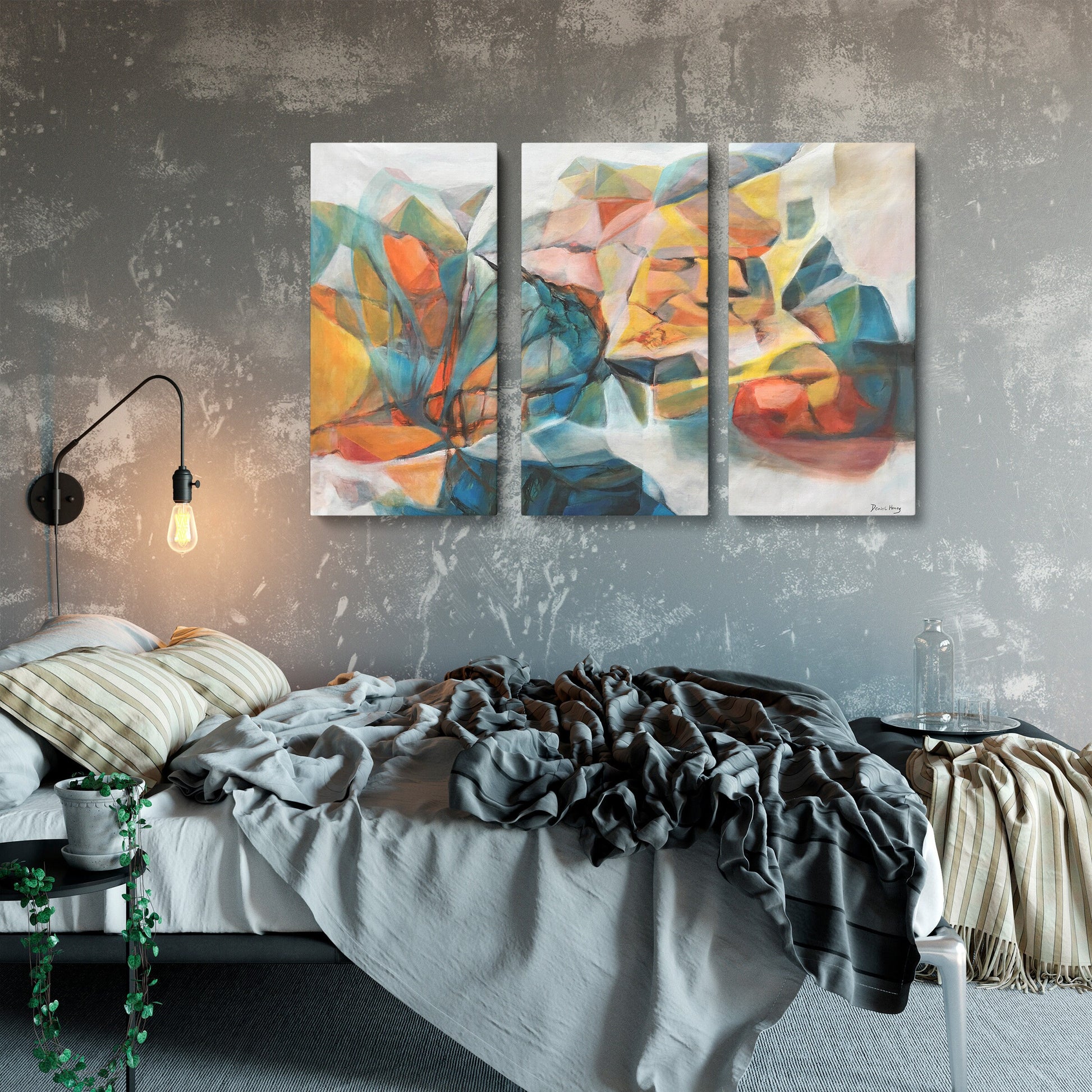 Abstract Painting Set Of 3, Paintings On Canvas, Abstract Fine Art, Canvas Wall Art Abstract, Aesthetic Room Decor, Oversized Painting