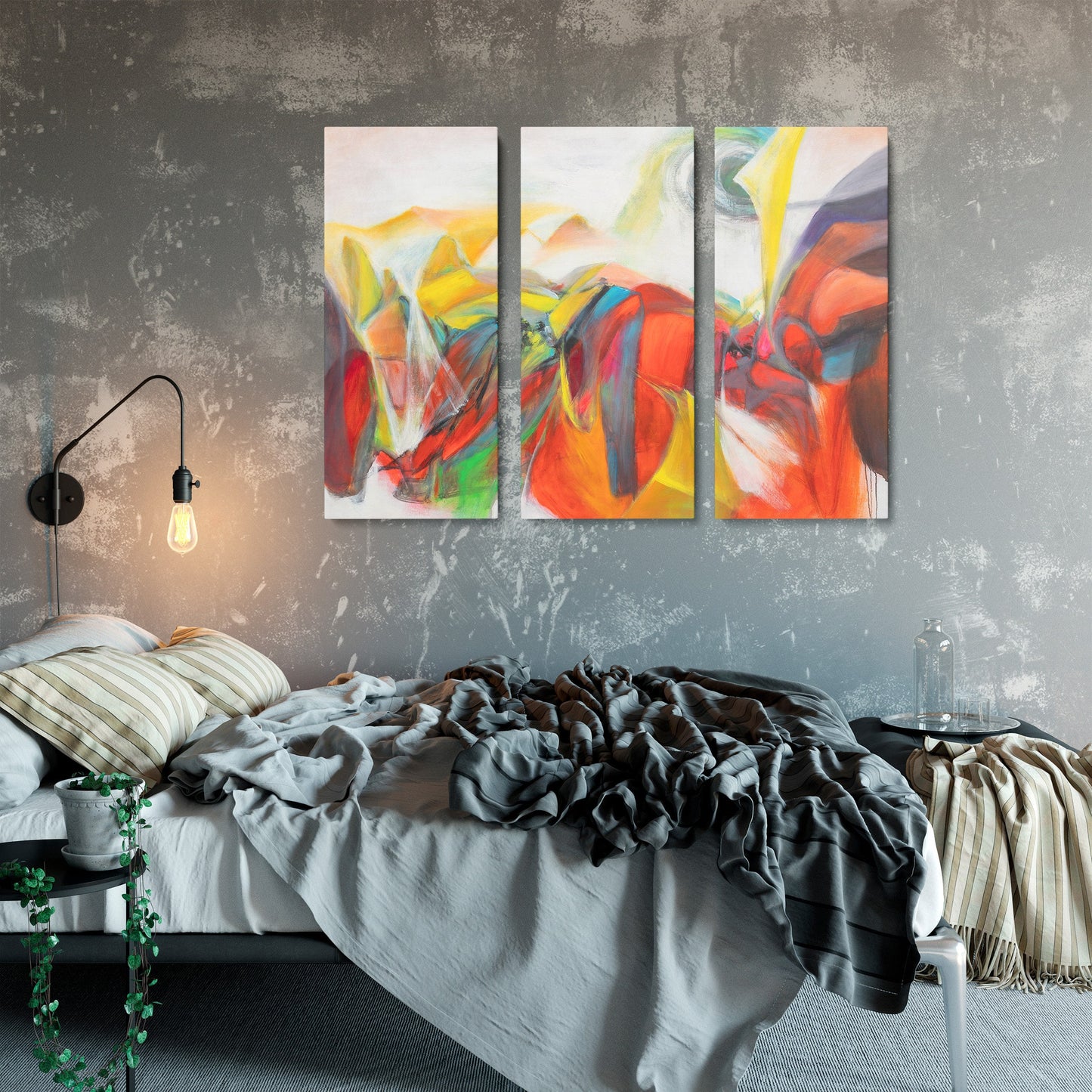 Abstract Painting Set Of 3, Paintings On Canvas, Original Abstract, Canvas Wall Art Abstract, Above Bed Art, Wall Art, Textured Painting