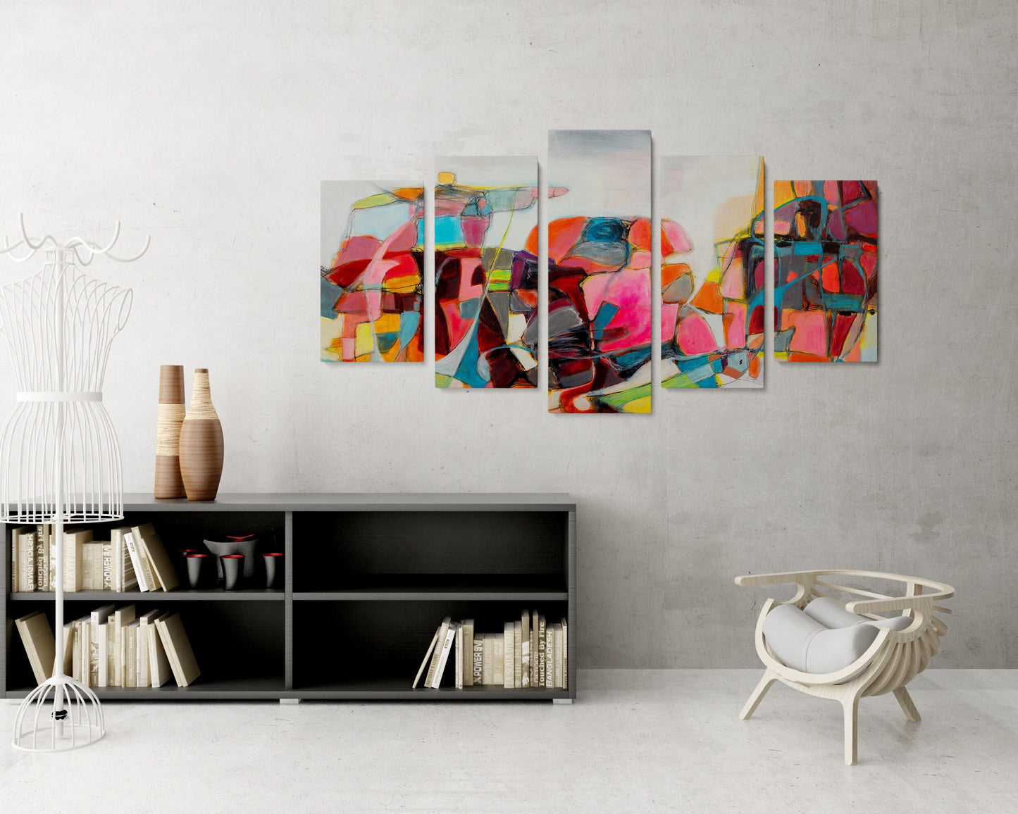 Abstract Wall Art Set, Large Abstract Art, 5 Piece Canvas Art, Canvas Wall Art Abstract, Texture Painting, Oversized Paintings On Canvas