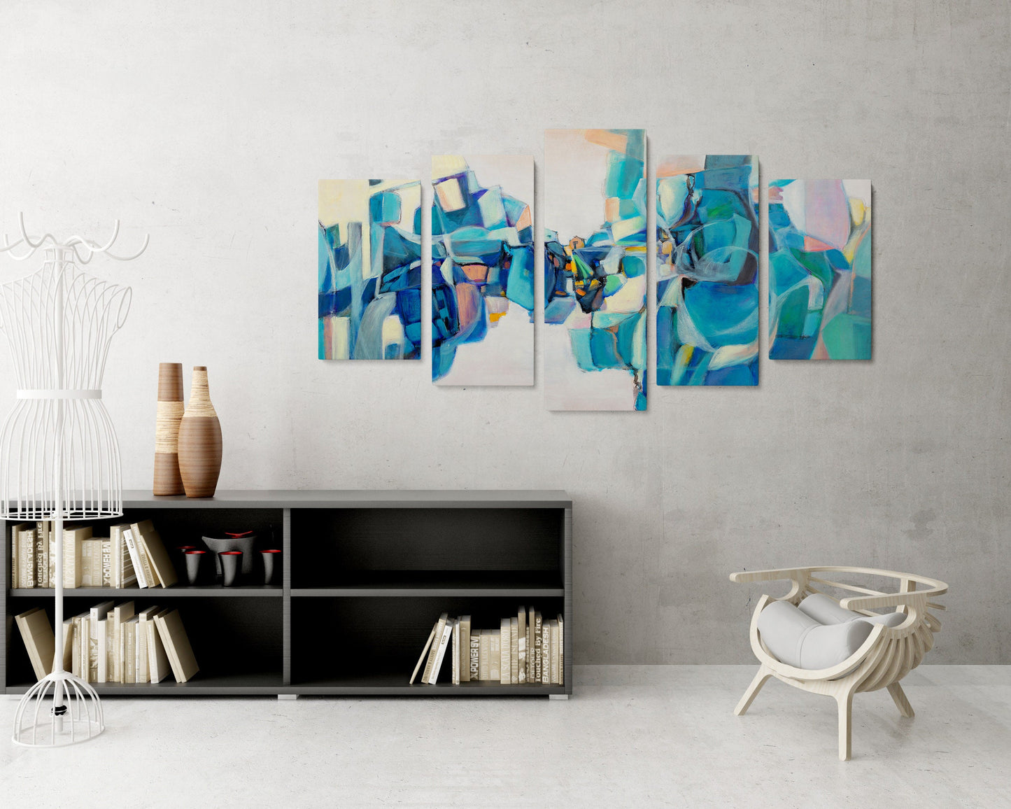 Abstract Wall Art Set, Extra Large Wall Art Abstract, Modern Art, 5 Panel Wall Art, Abstract Painting, Living Room Decor, Canvas Wall Art