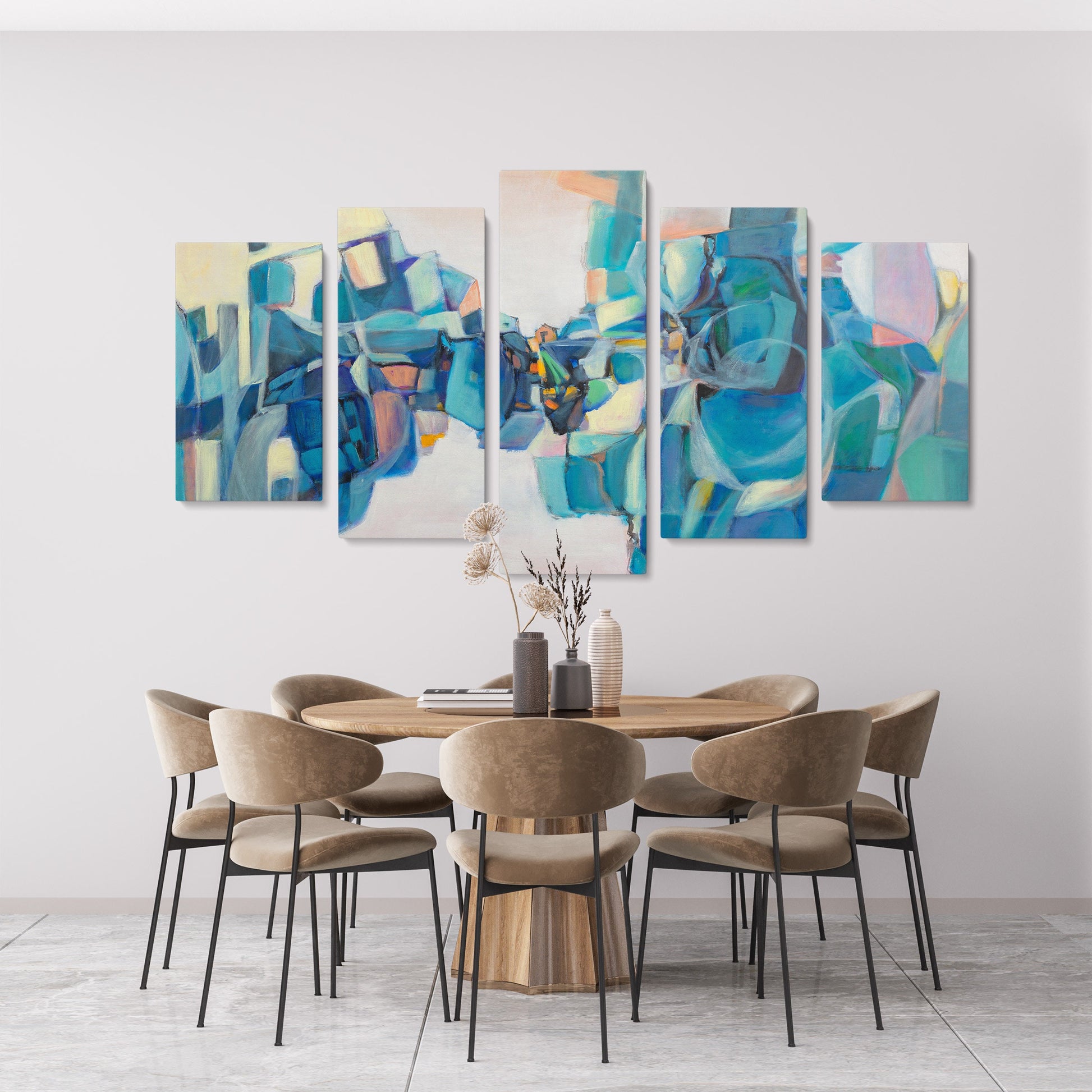 Abstract Wall Art Set, Extra Large Wall Art Abstract, Modern Art, 5 Panel Wall Art, Abstract Painting, Living Room Decor, Canvas Wall Art