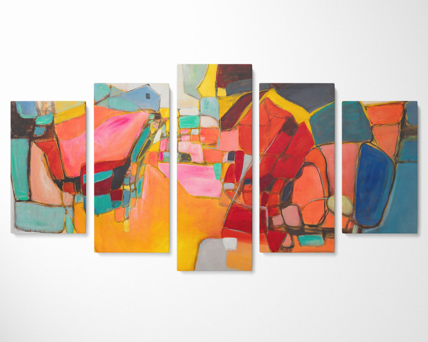 Abstract Wall Art Set, Abstract Artwork, Acrylic Painting, Five Piece Canvas, Canvas Wall Art Abstract, Original Art, Handmade Painting