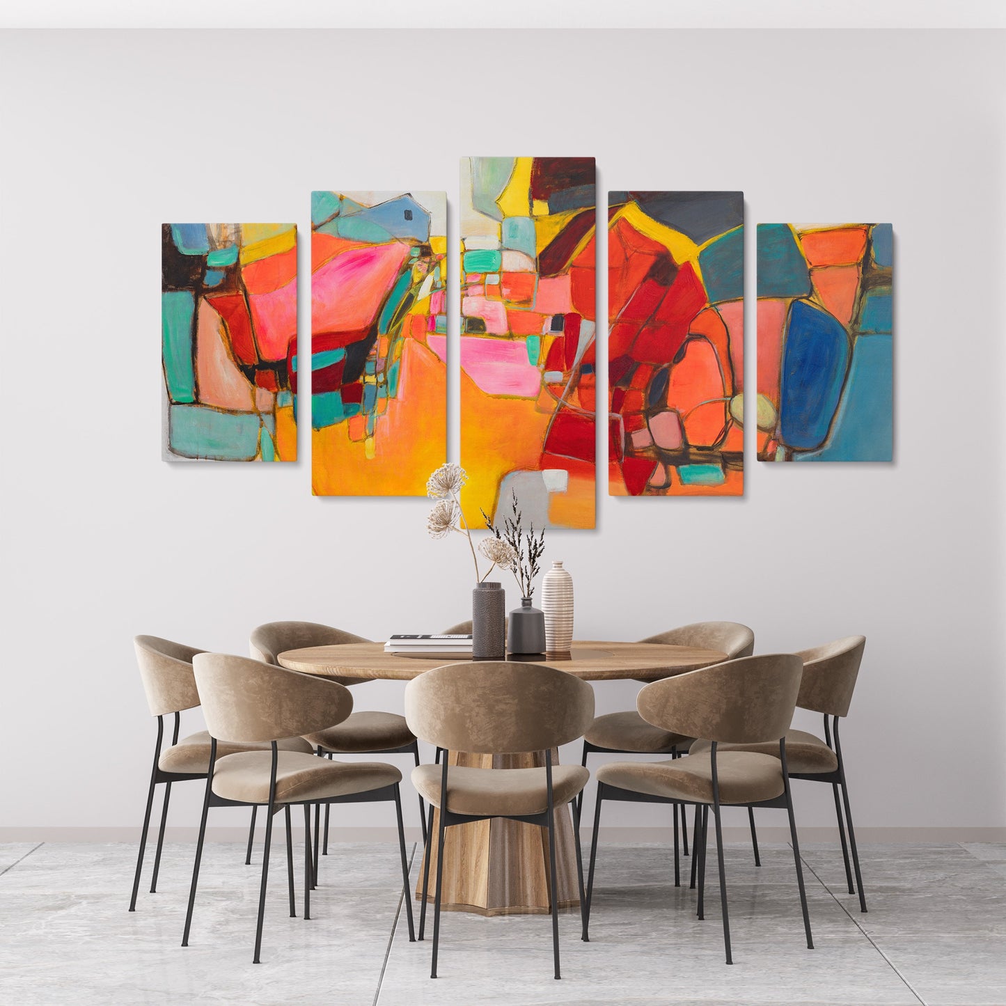 Abstract Wall Art Set, Abstract Artwork, Acrylic Painting, Five Piece Canvas, Canvas Wall Art Abstract, Original Art, Handmade Painting