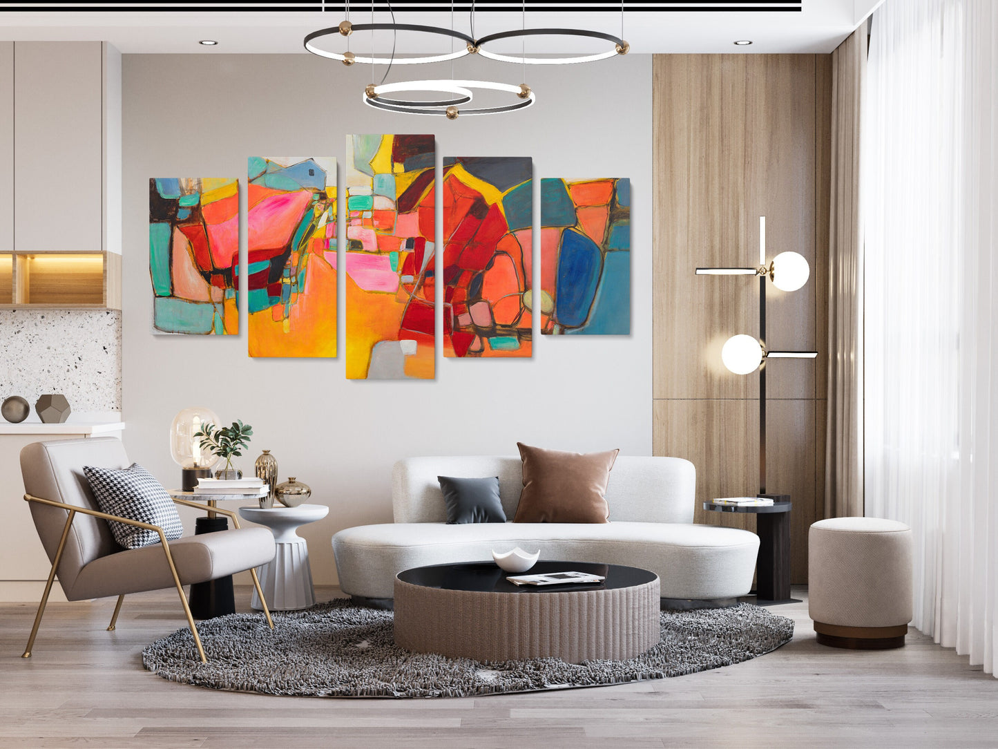 Abstract Wall Art Set, Abstract Artwork, Acrylic Painting, Five Piece Canvas, Canvas Wall Art Abstract, Original Art, Handmade Painting