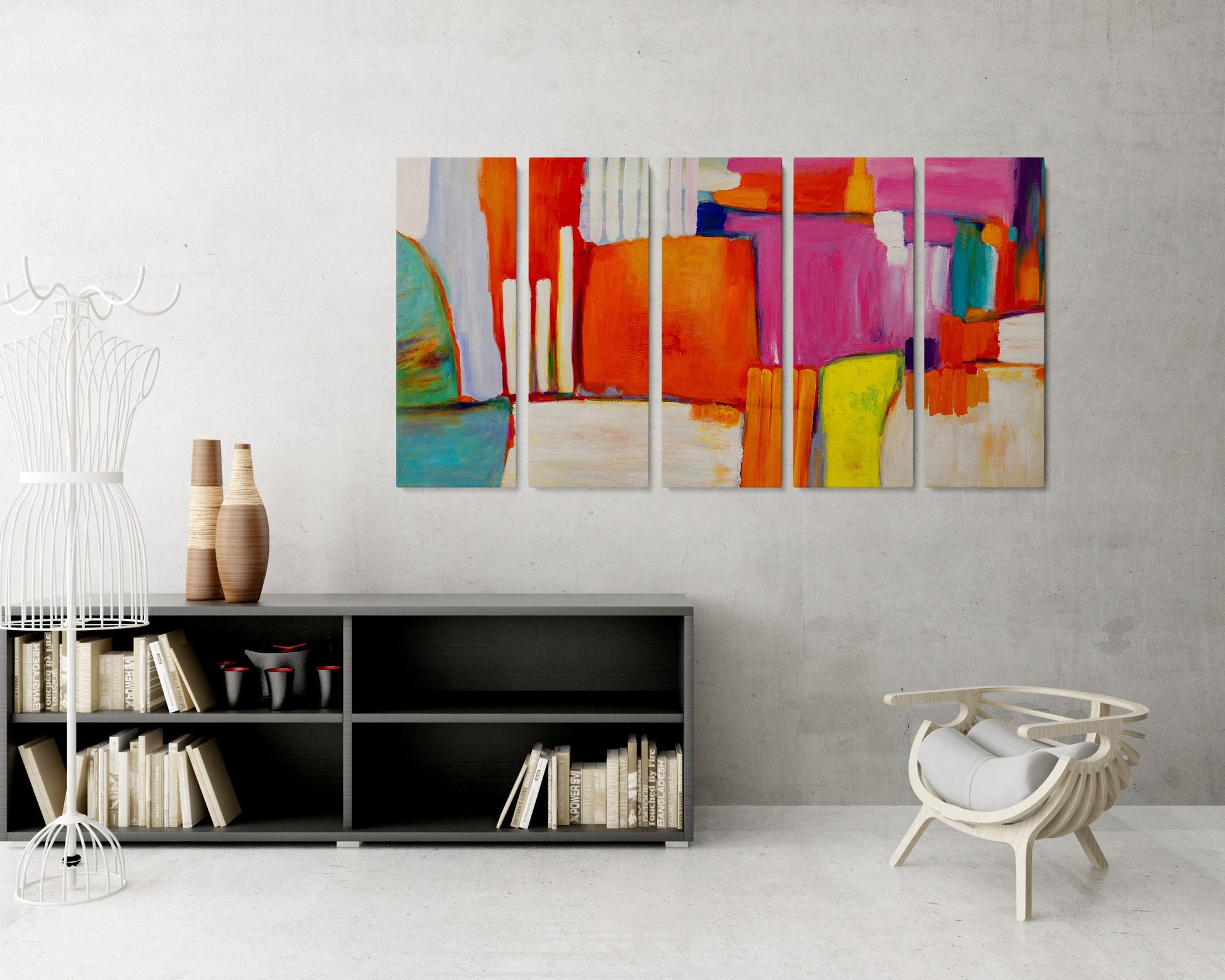 5 Panel Wall Art, Acrylic Painting, Abstract Wall Art, Canvas Wall Art Abstract, Office Wall Decor, Wall Hanging, Artwork Original Paintings