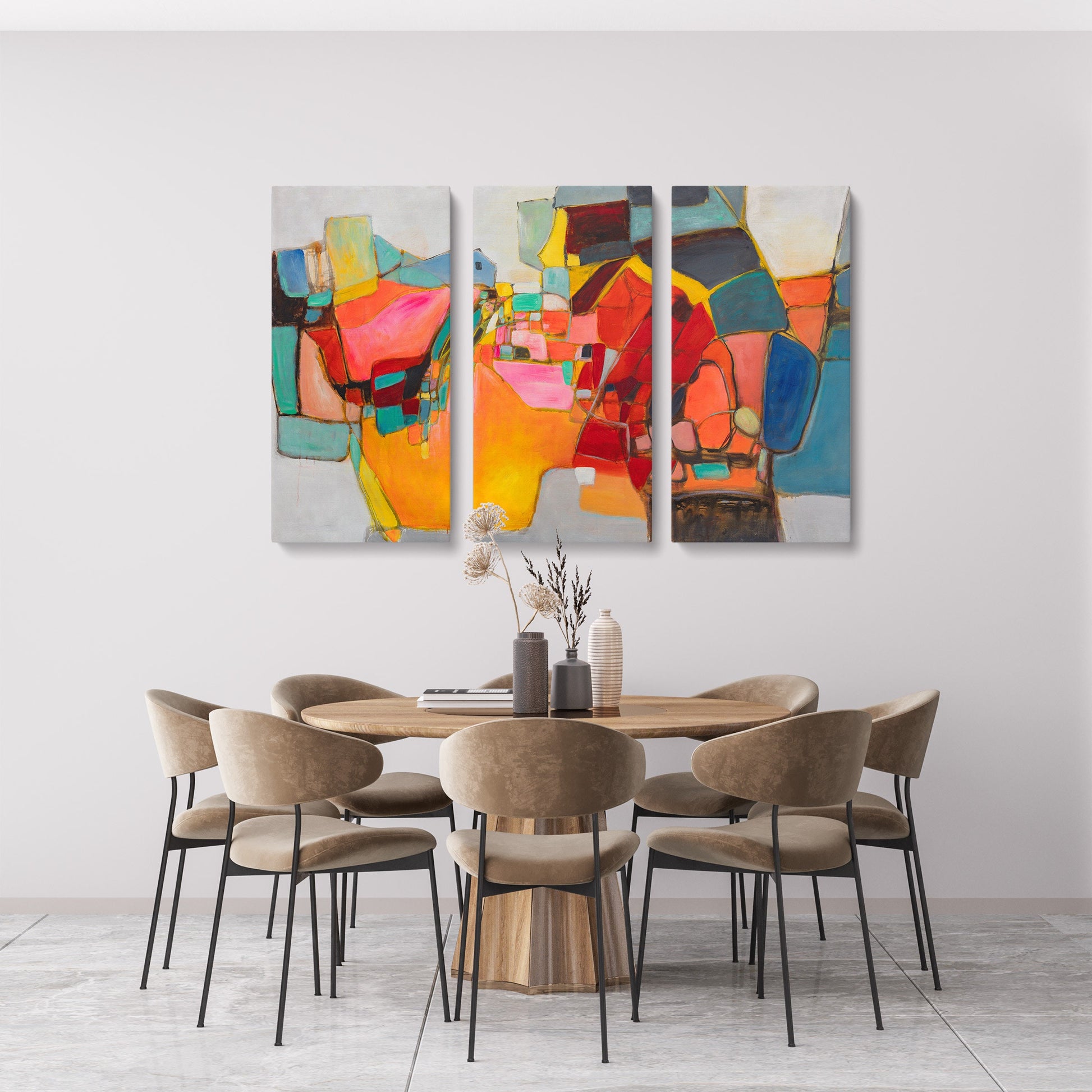 Abstract Painting Triptych, Acrylic On Canvas, Minimalist Painting, Abstract Painting, Housewarming Gift, Canvas Art, Original Paintings