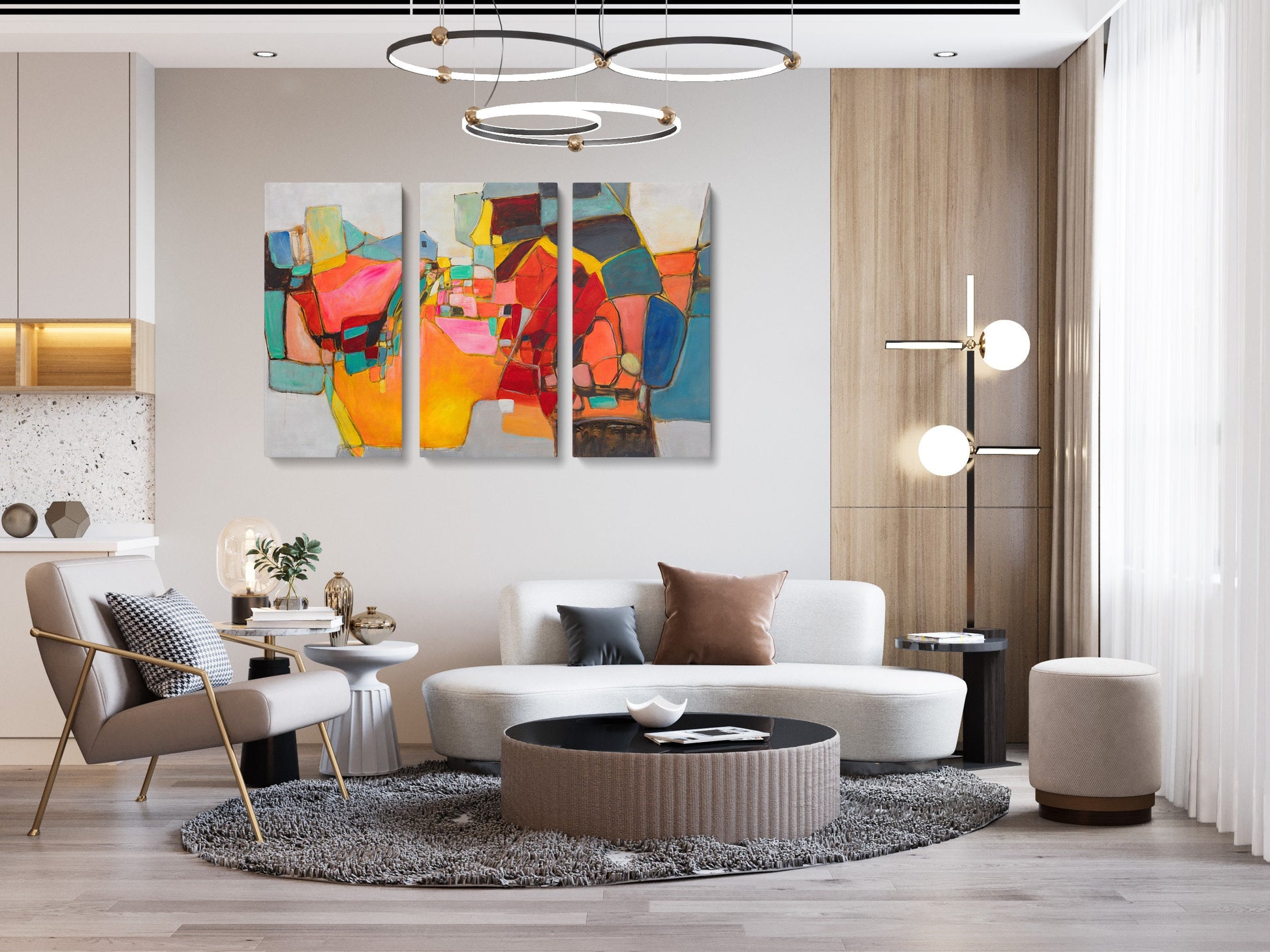 Abstract Painting Triptych, Acrylic On Canvas, Minimalist Painting, Abstract Painting, Housewarming Gift, Canvas Art, Original Paintings