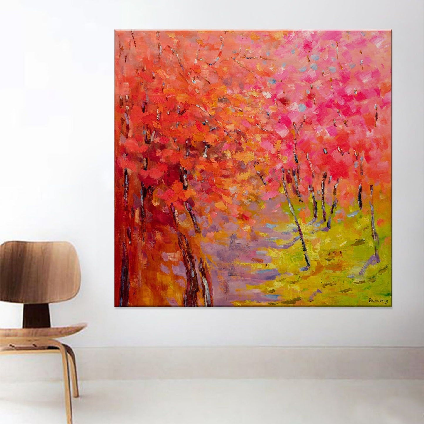 Abstract Landscape Oil Painting Spring, Semi Abstract Painting, Oil On Canvas Painting, Large Wall Art, Unique Painting, Handmade Art