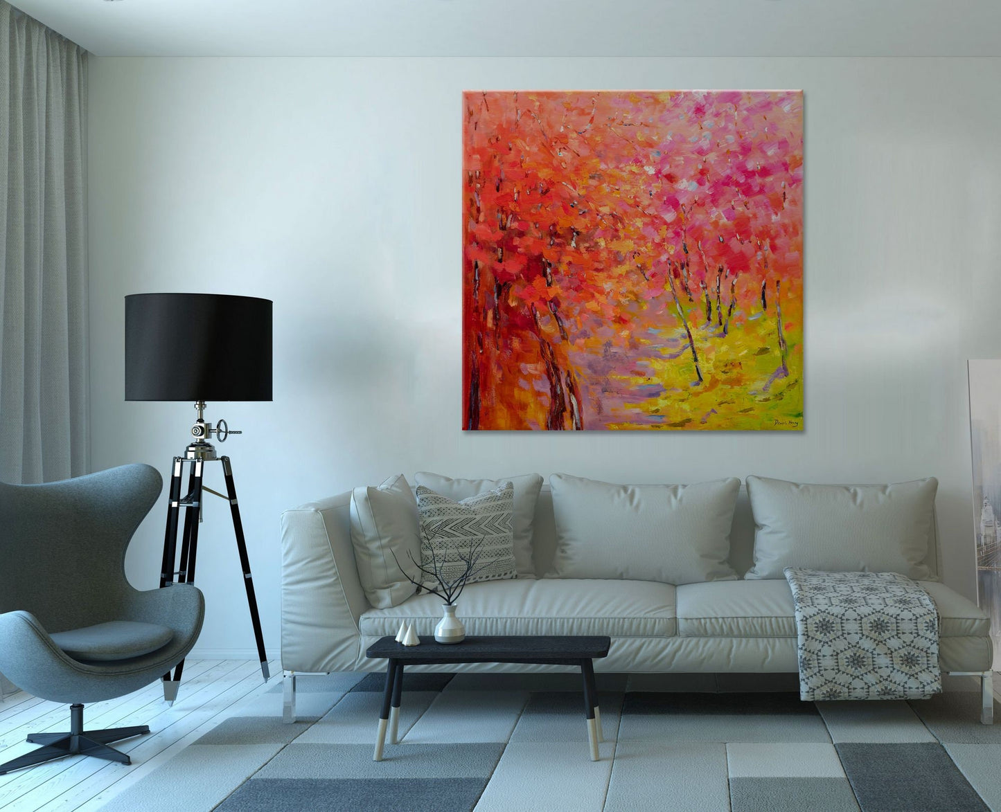 Abstract Landscape Oil Painting Spring, Semi Abstract Painting, Oil On Canvas Painting, Large Wall Art, Unique Painting, Handmade Art