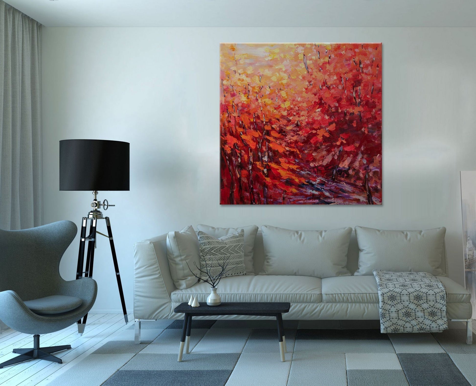 Abstract Landscape Oil Painting Autumn, Semi Abstract Painting, Oil Painting, Extra Large Abstract Painting, Paintings On Canvas Original