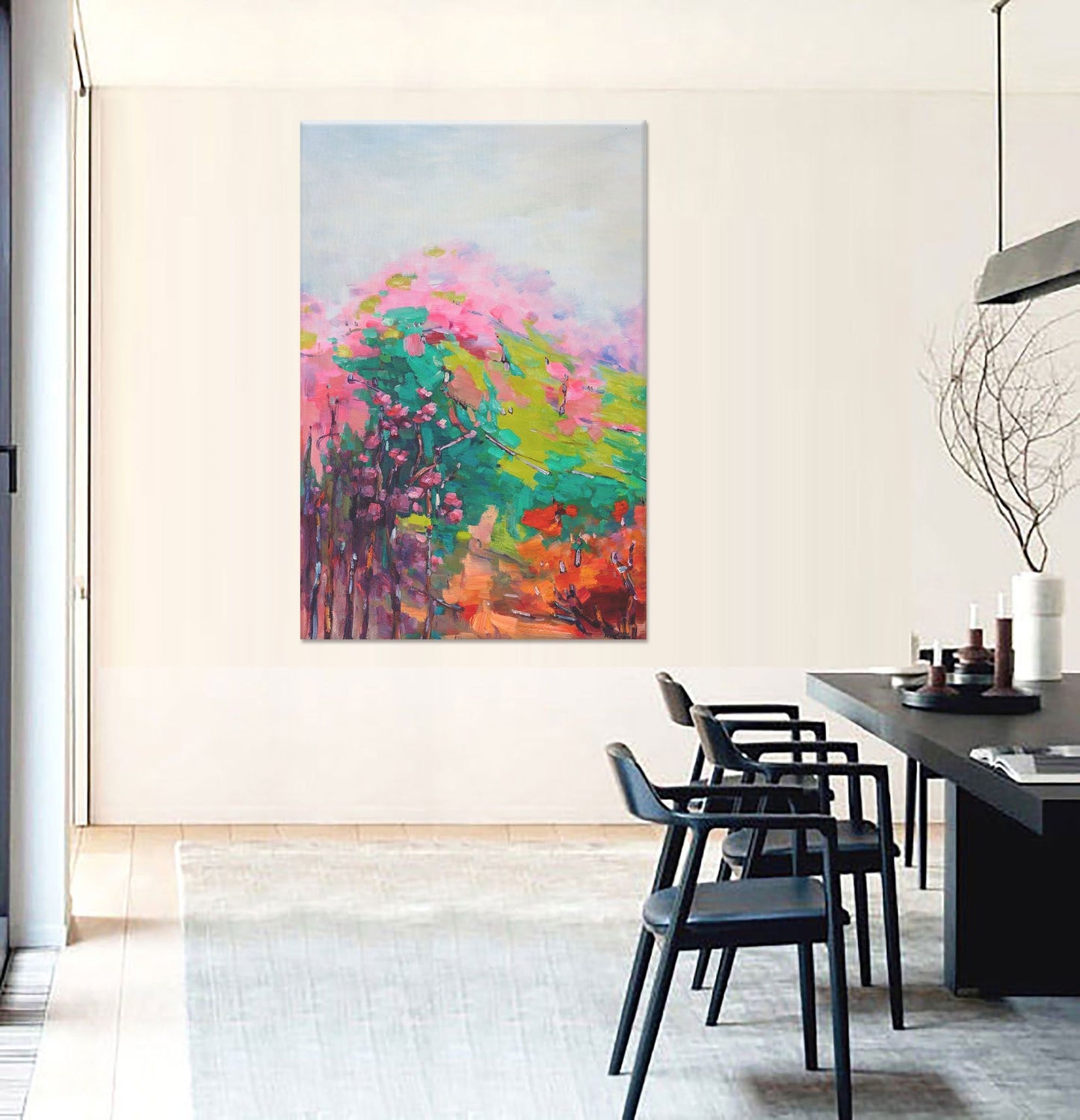 Abstract Landscape Oil Painting Spring, Large Abstract Painting, Paintings On Canvas Landscape Wall Art, Oil Painting Original, Handmade Art