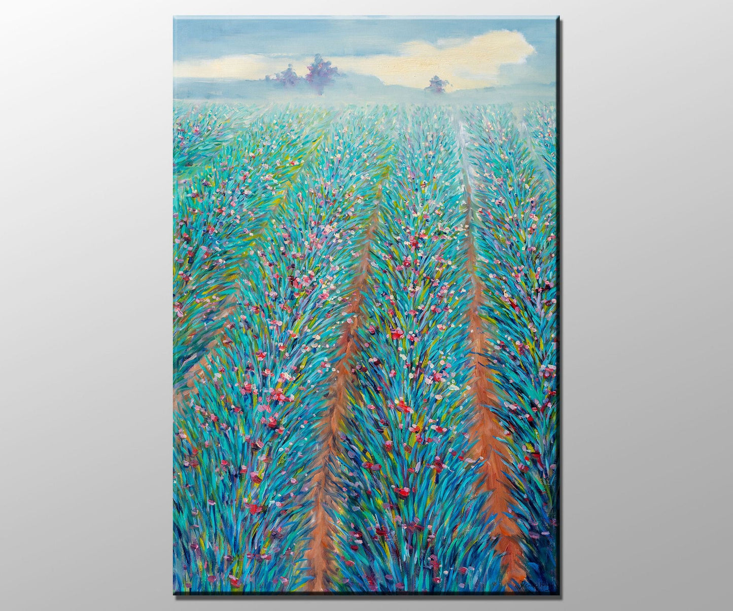 Original Oil Painting Spring Fields With Flowers, Retro Abstract Painting, Paintings On Canvas, Oversized Painting, Landscape Painting