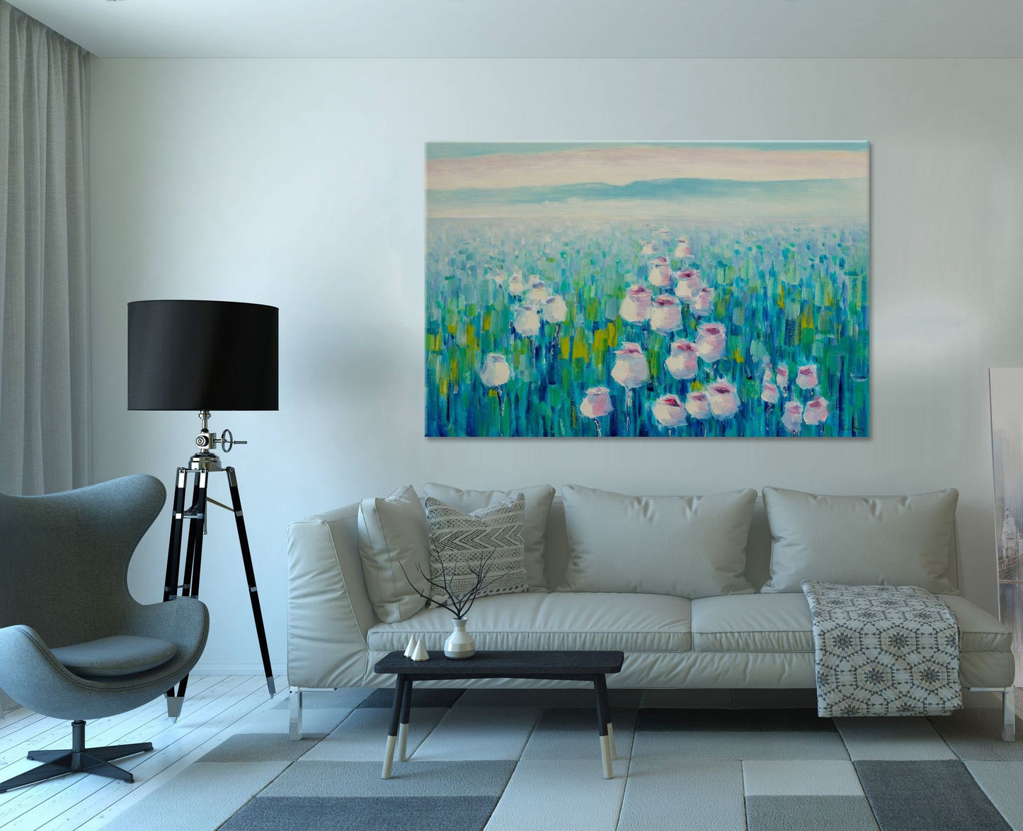 Original Oil Painting Spring Fields With Flowers, Contemporary Artwork, Oil Painting, Large Wall Art, Landscape Painting, Canvas Wall Decor