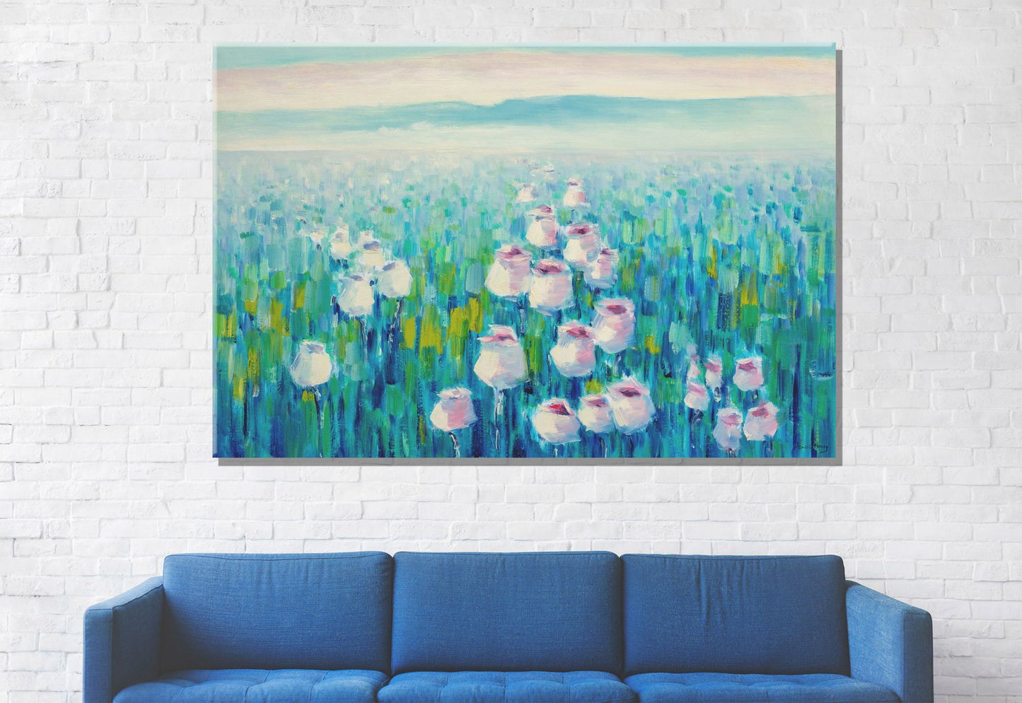 Original Oil Painting Spring Fields With Flowers, Contemporary Artwork, Oil Painting, Large Wall Art, Landscape Painting, Canvas Wall Decor