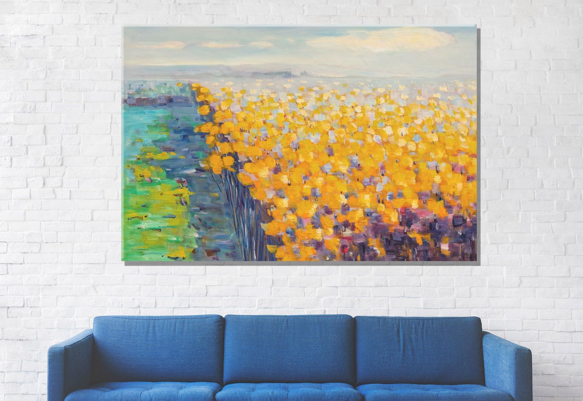 Original Oil Painting Spring Fields With Flowers, Modern Wall Art, Oil On Canvas Painting, Oversized Paintings On Canvas, Landscape Painting