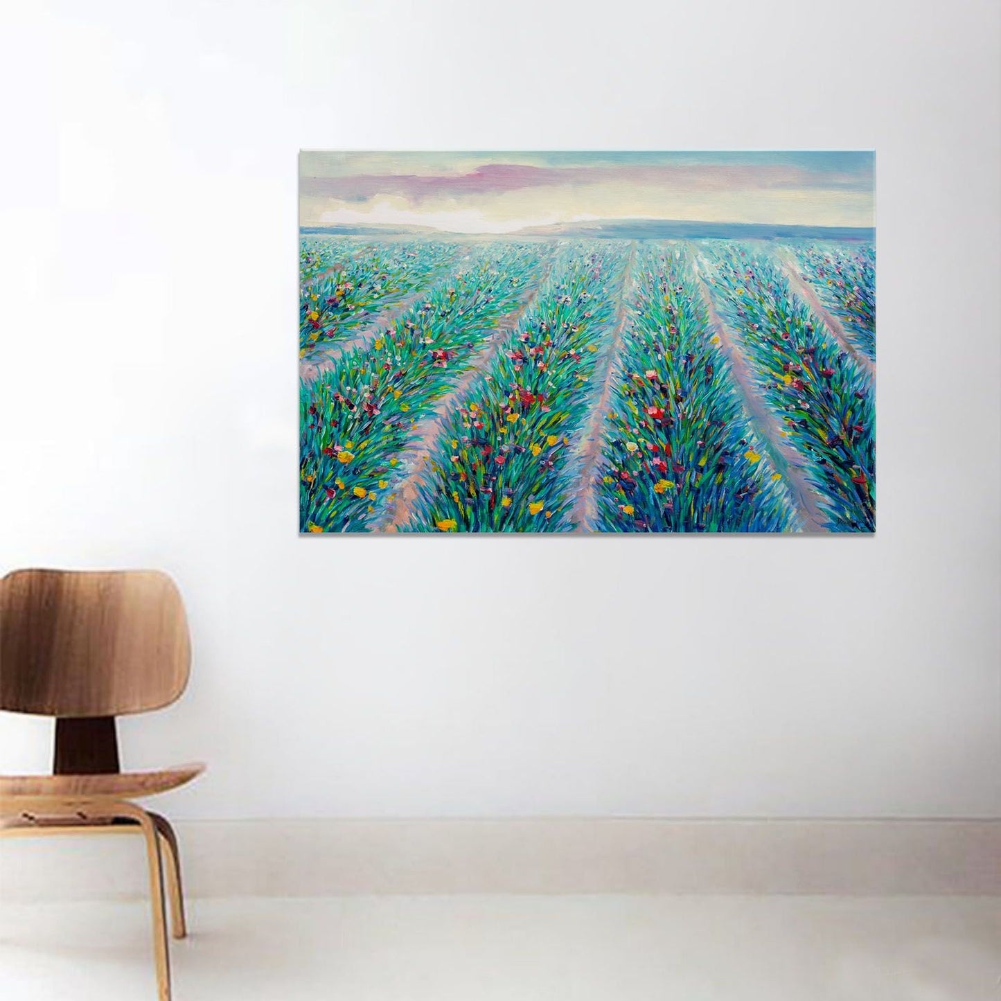 Original Oil Painting Spring Fields With Flowers, Abstract Artwork, Paintings On Canvas, Extra Large Painting, Abstract Landscape