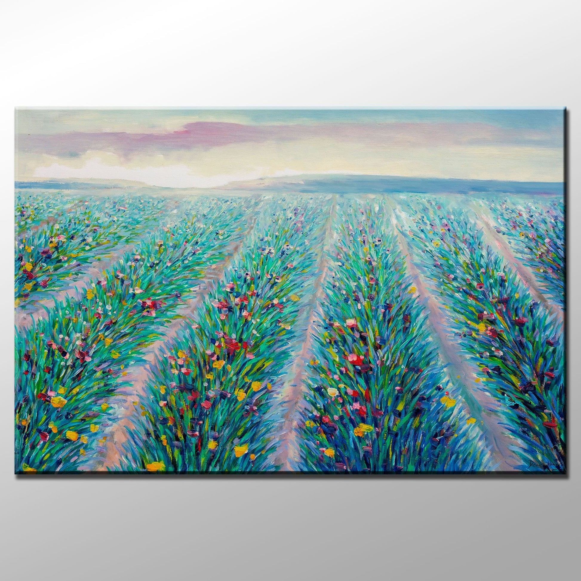 Original Oil Painting Spring Fields With Flowers, Abstract Artwork, Paintings On Canvas, Extra Large Painting, Abstract Landscape