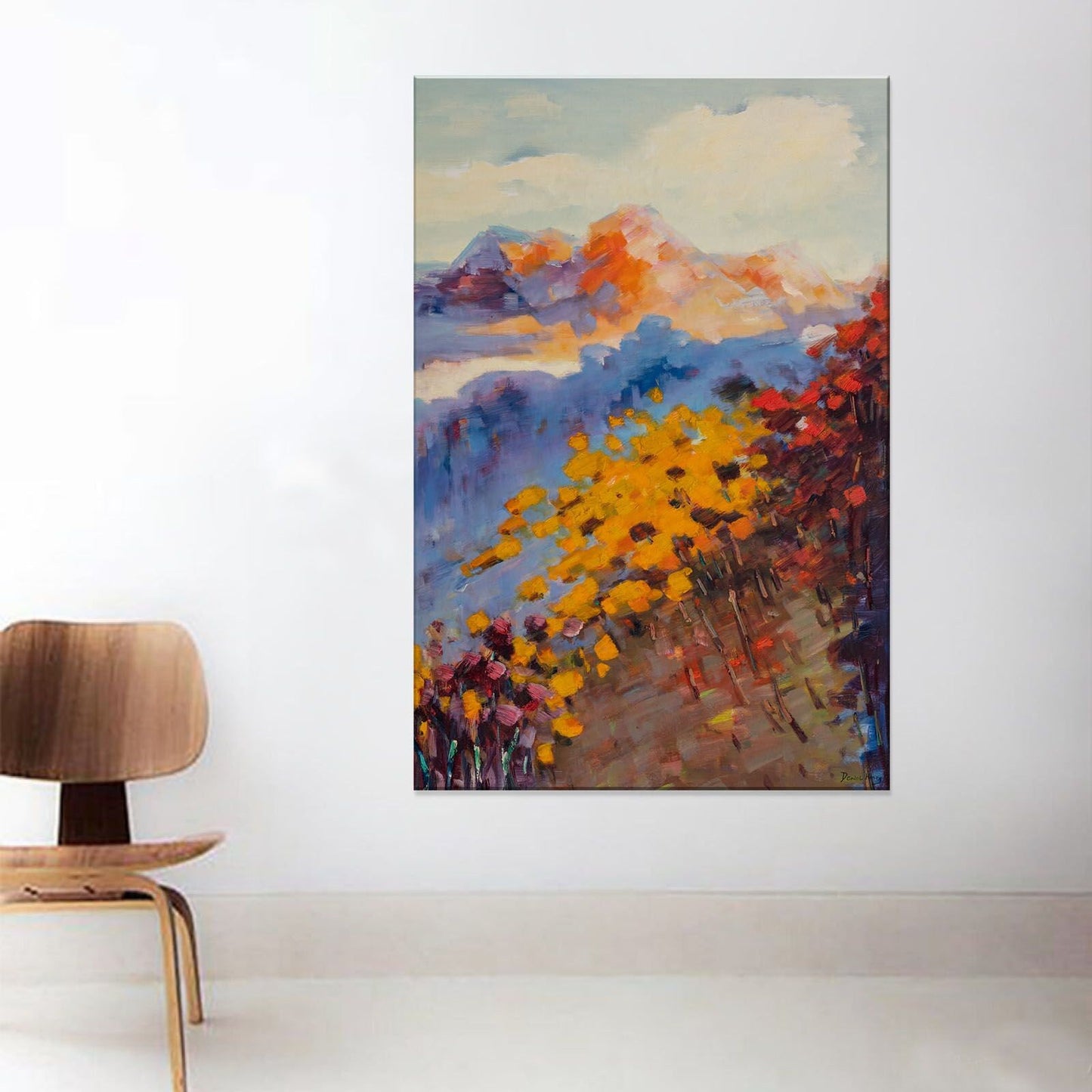 Original Oil Painting Autumn Mountain, Art Abstract, Oil On Canvas Painting, Oversized Wall Art, Landscape Wall Art, Canvas Wall Decor