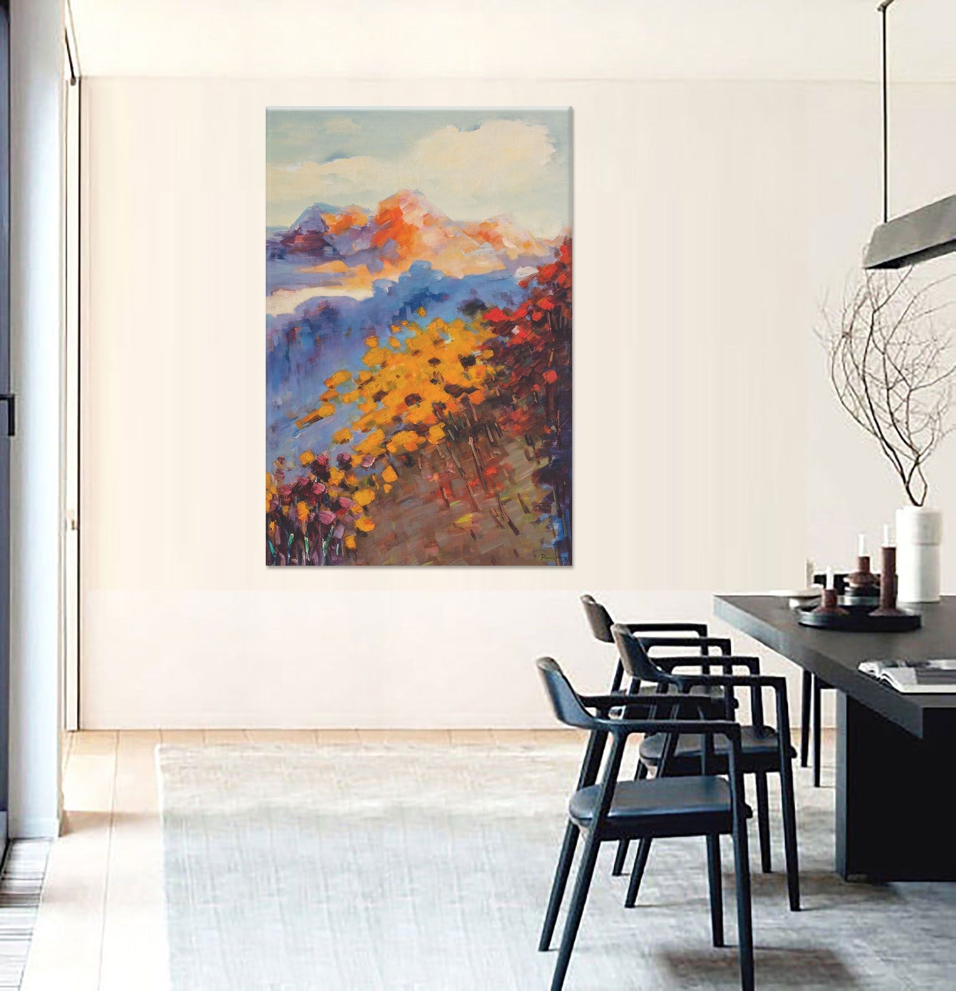 Original Oil Painting Autumn Mountain, Art Abstract, Oil On Canvas Painting, Oversized Wall Art, Landscape Wall Art, Canvas Wall Decor